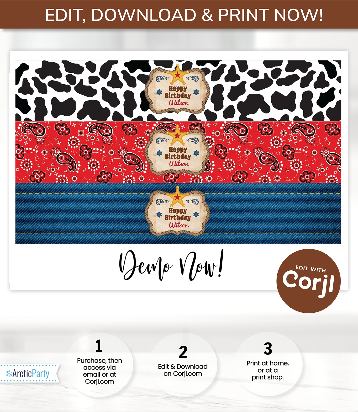 Western Water Bottle Wrappers design preview