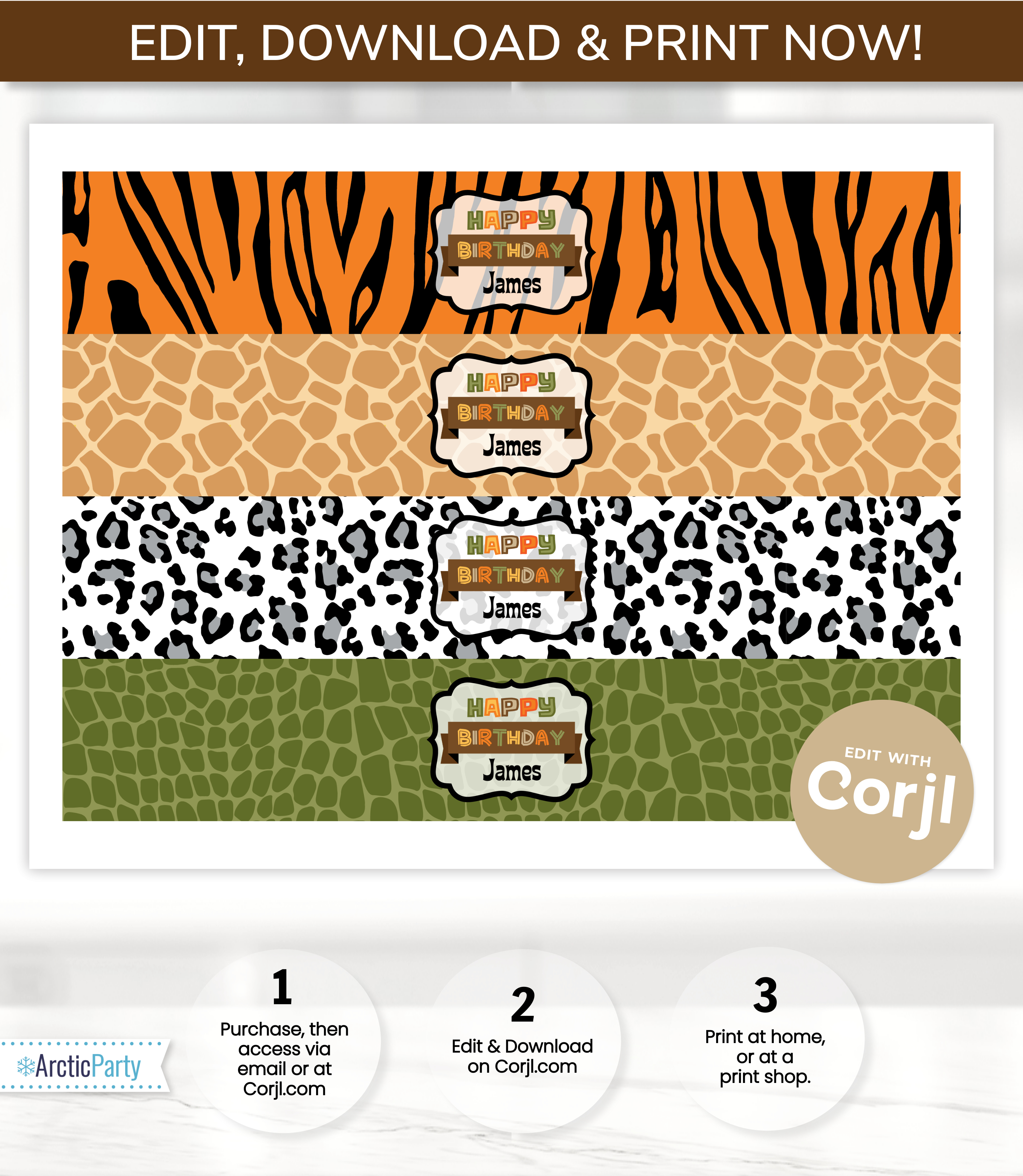 Safari Water Bottle Wrappers design preview