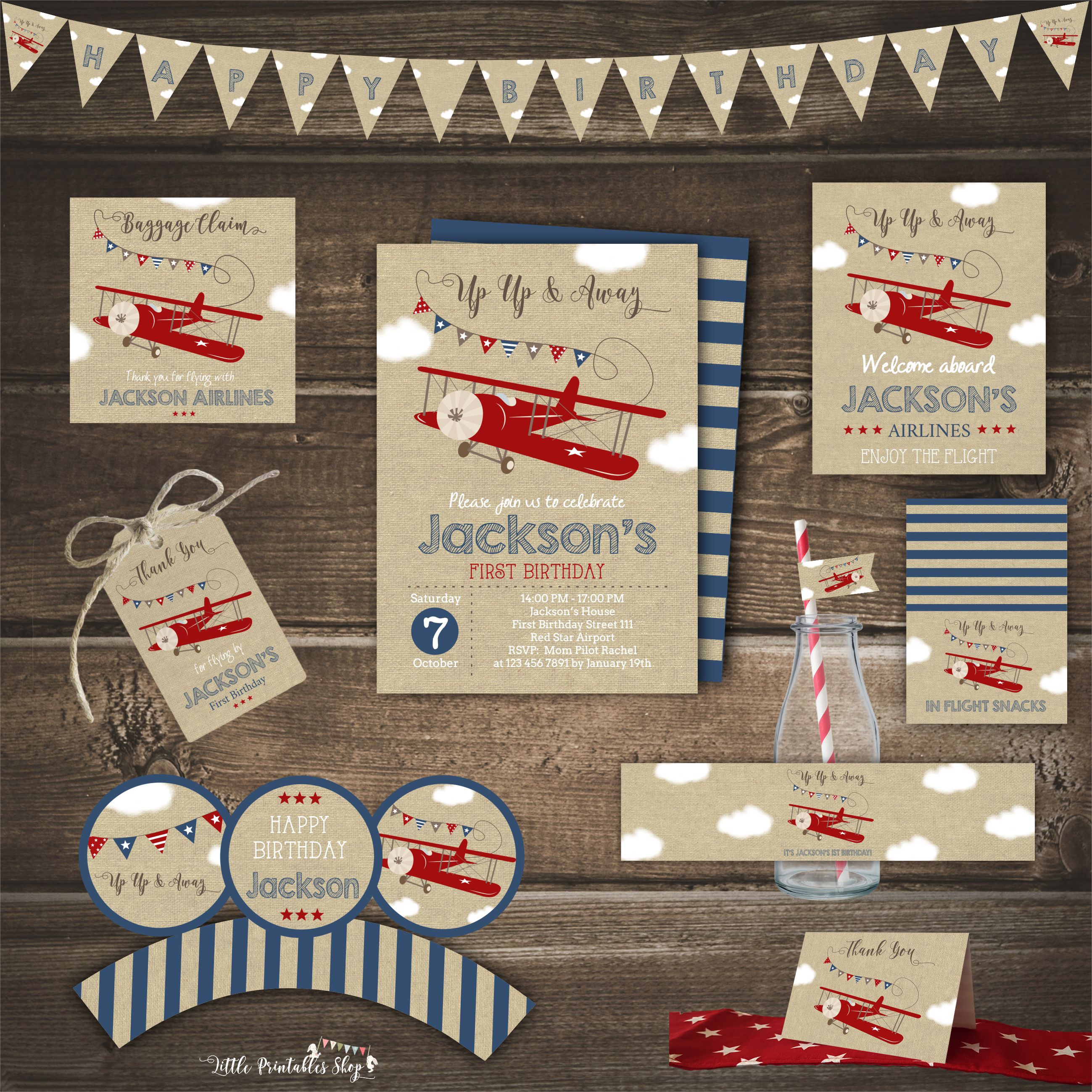 Airplane Birthday Set 1 design preview