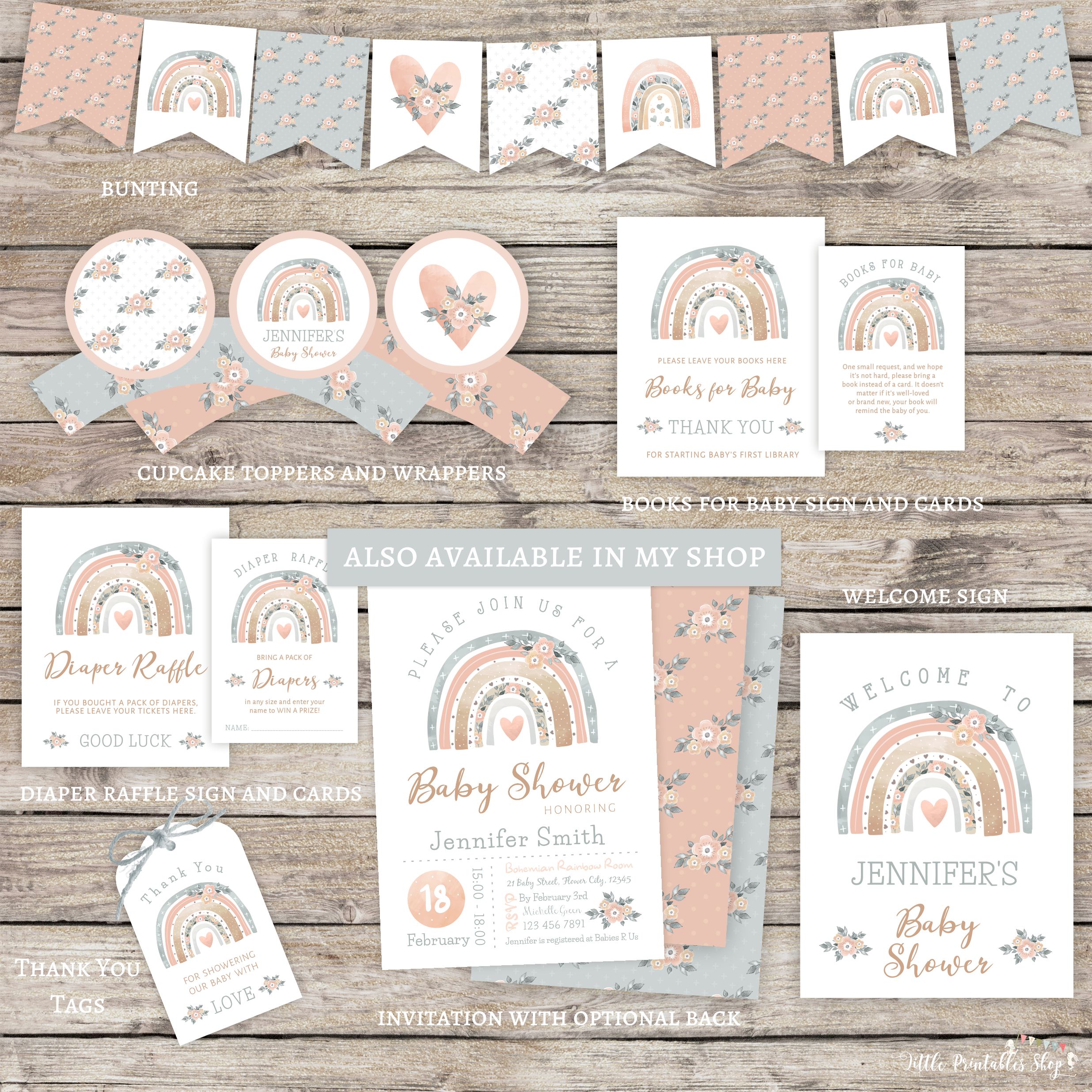 Boho Rainbow Printable Set design preview