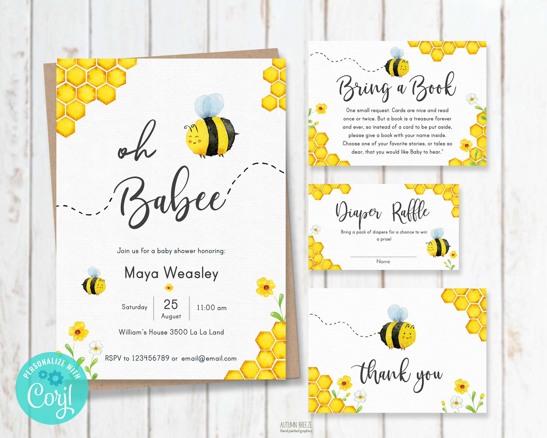 c07 > bundle > baby shower > honey bee design preview