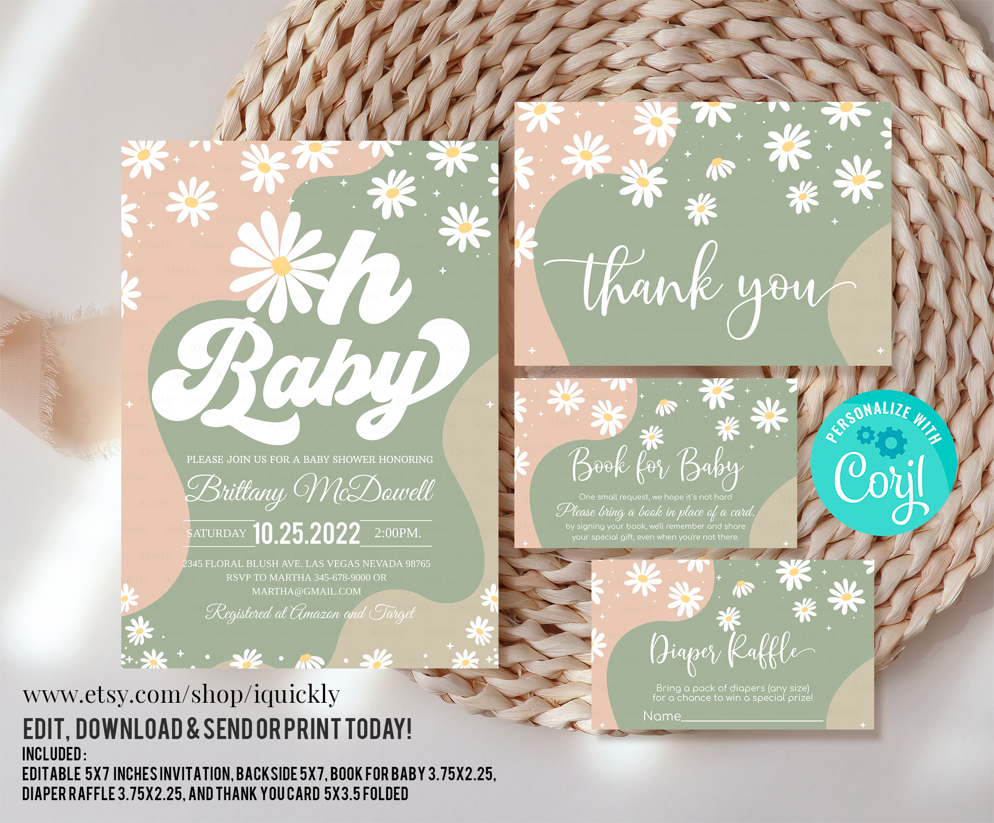 GR009 - Groovy baby shower Bundle design preview