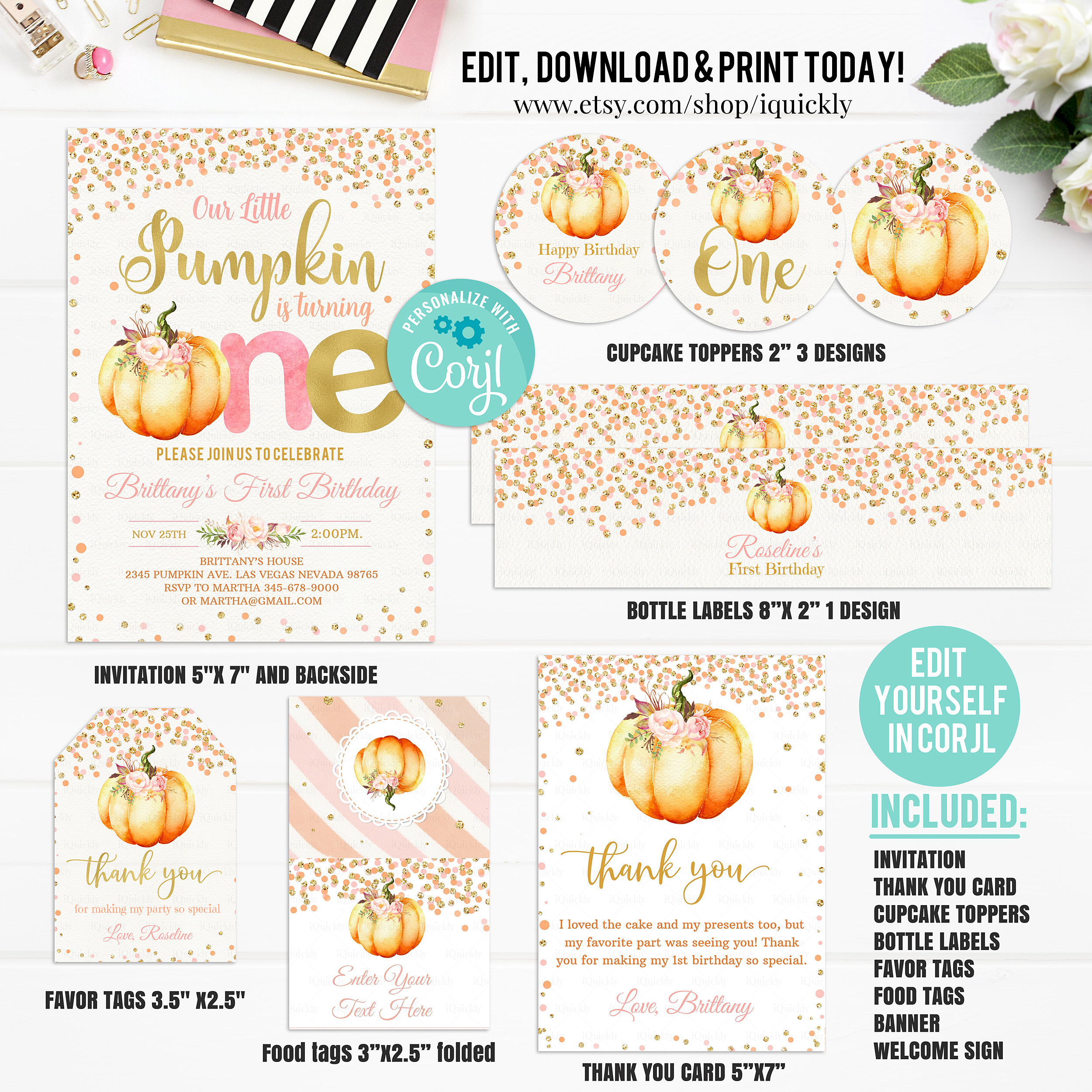 Pumpkin Birthday Package design preview
