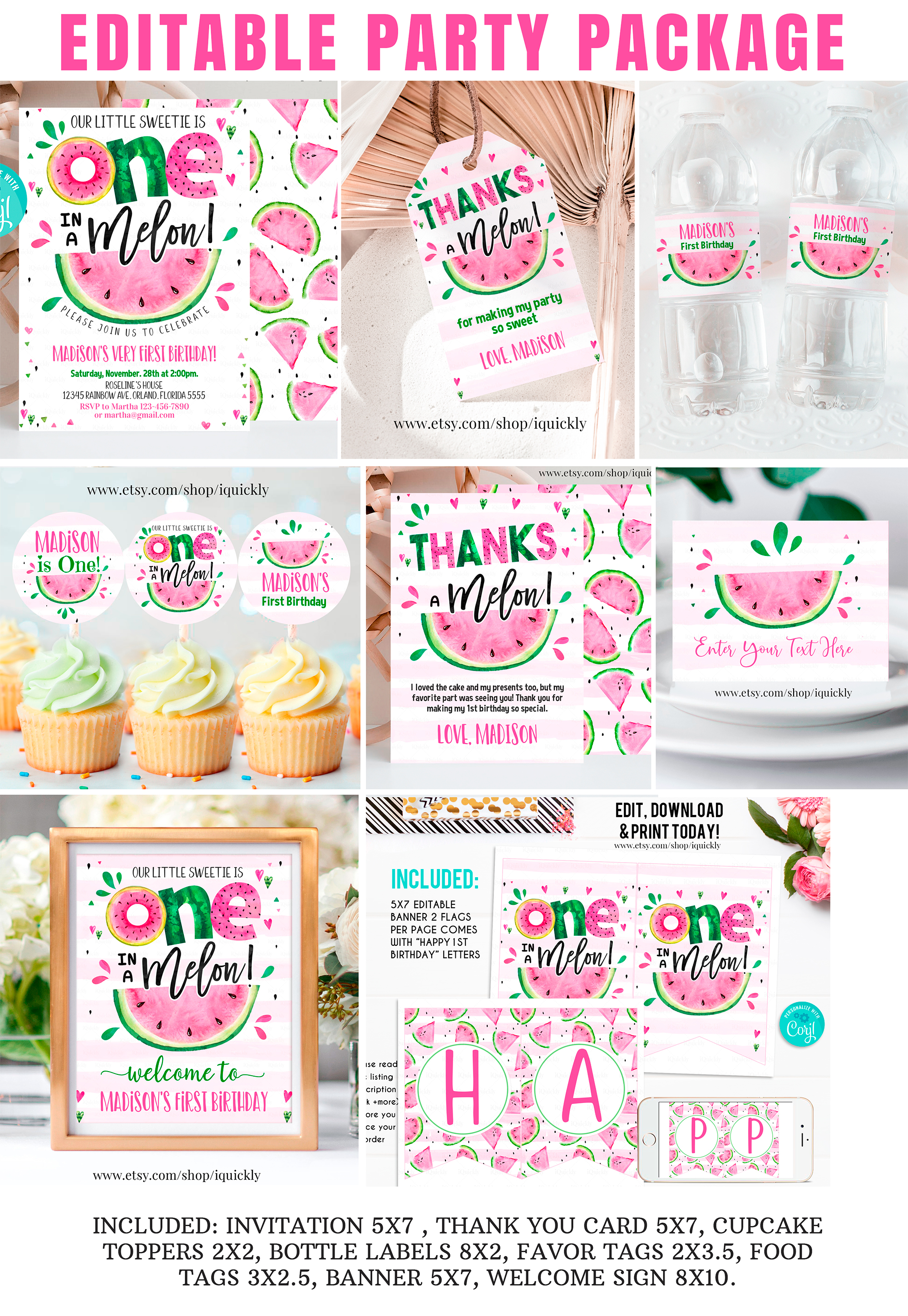 WM3 - Watermelon birthday bundle design preview