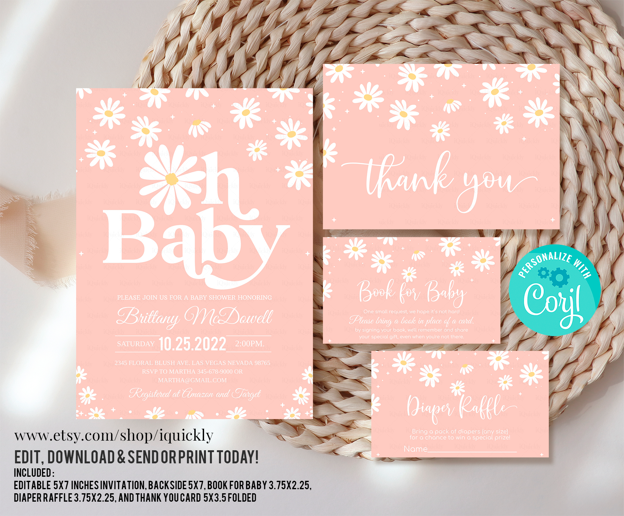 DAISY002- Daisy Baby shower Set design preview