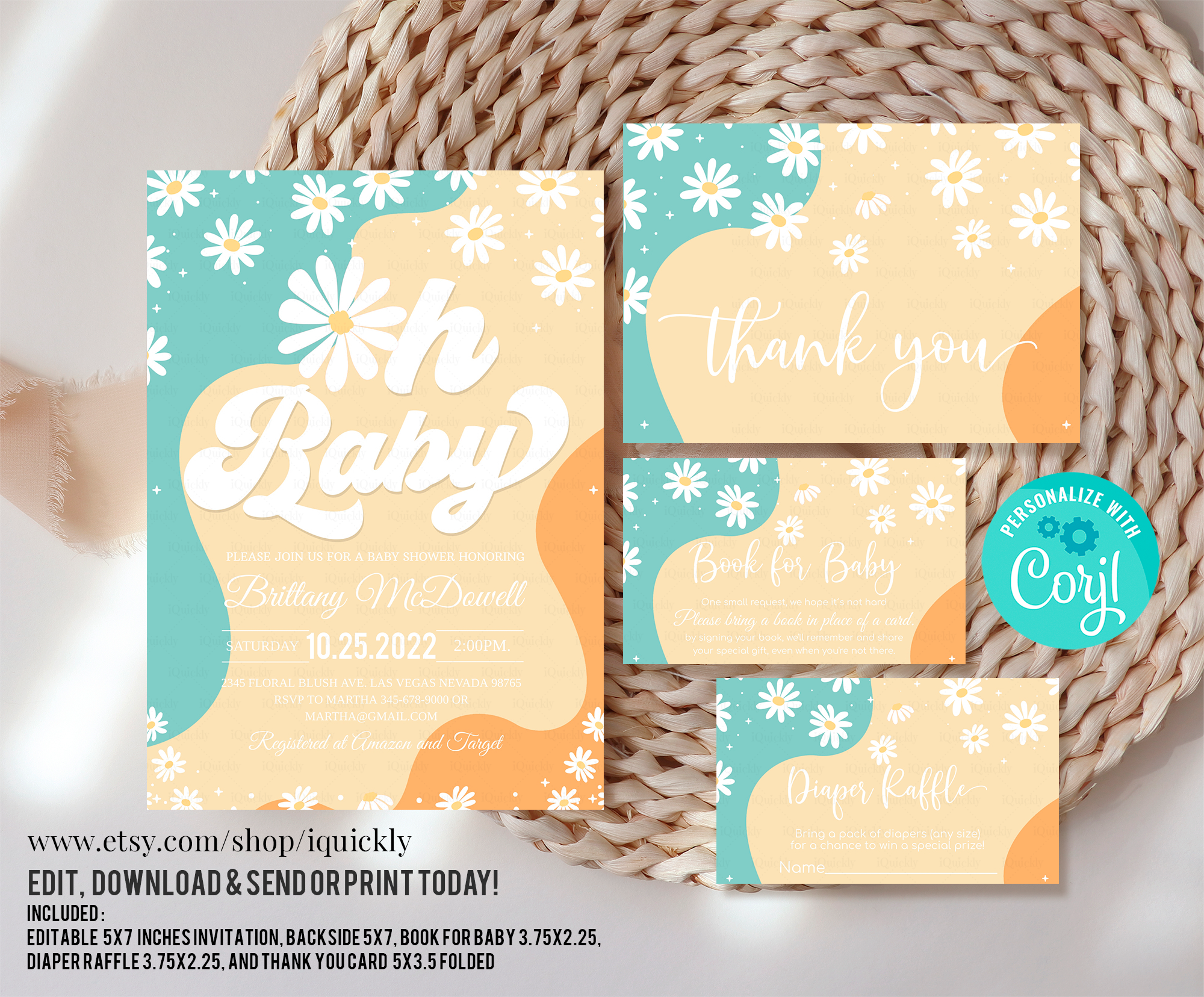 GR008 - Groovy baby shower Bundle design preview