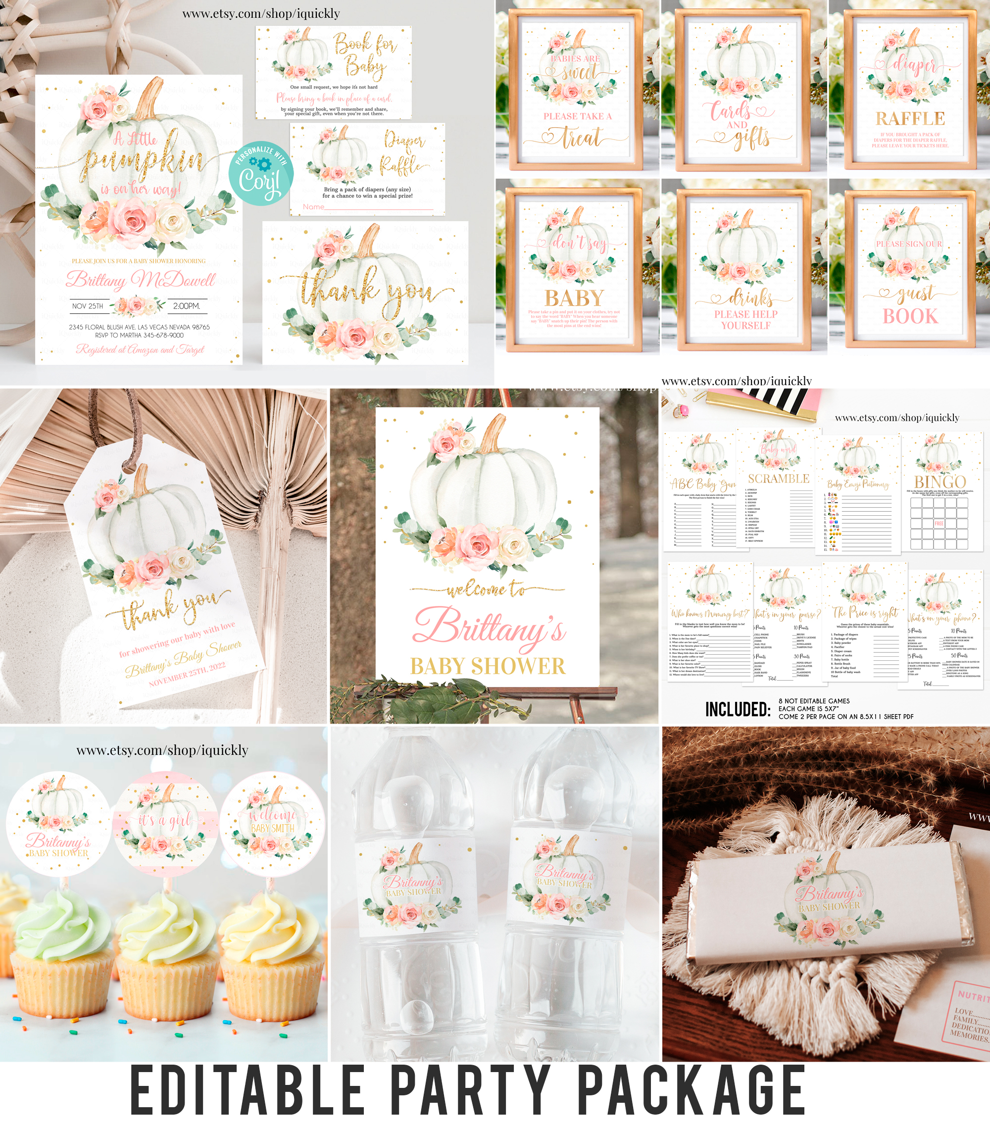 P1 - Pumpkin Baby shower party package design preview
