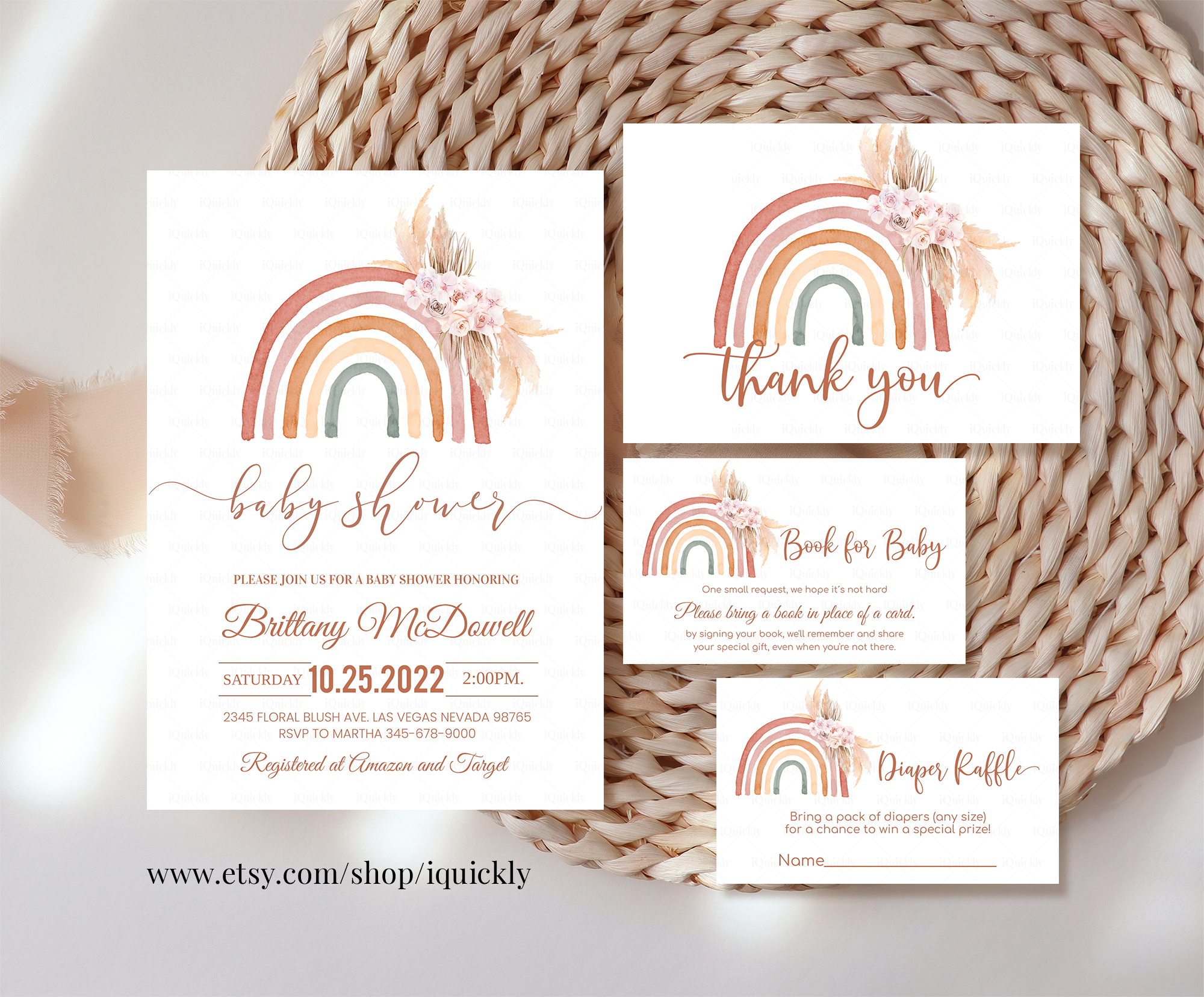 RAI002 - Boho Rainbow baby shower bundle design preview