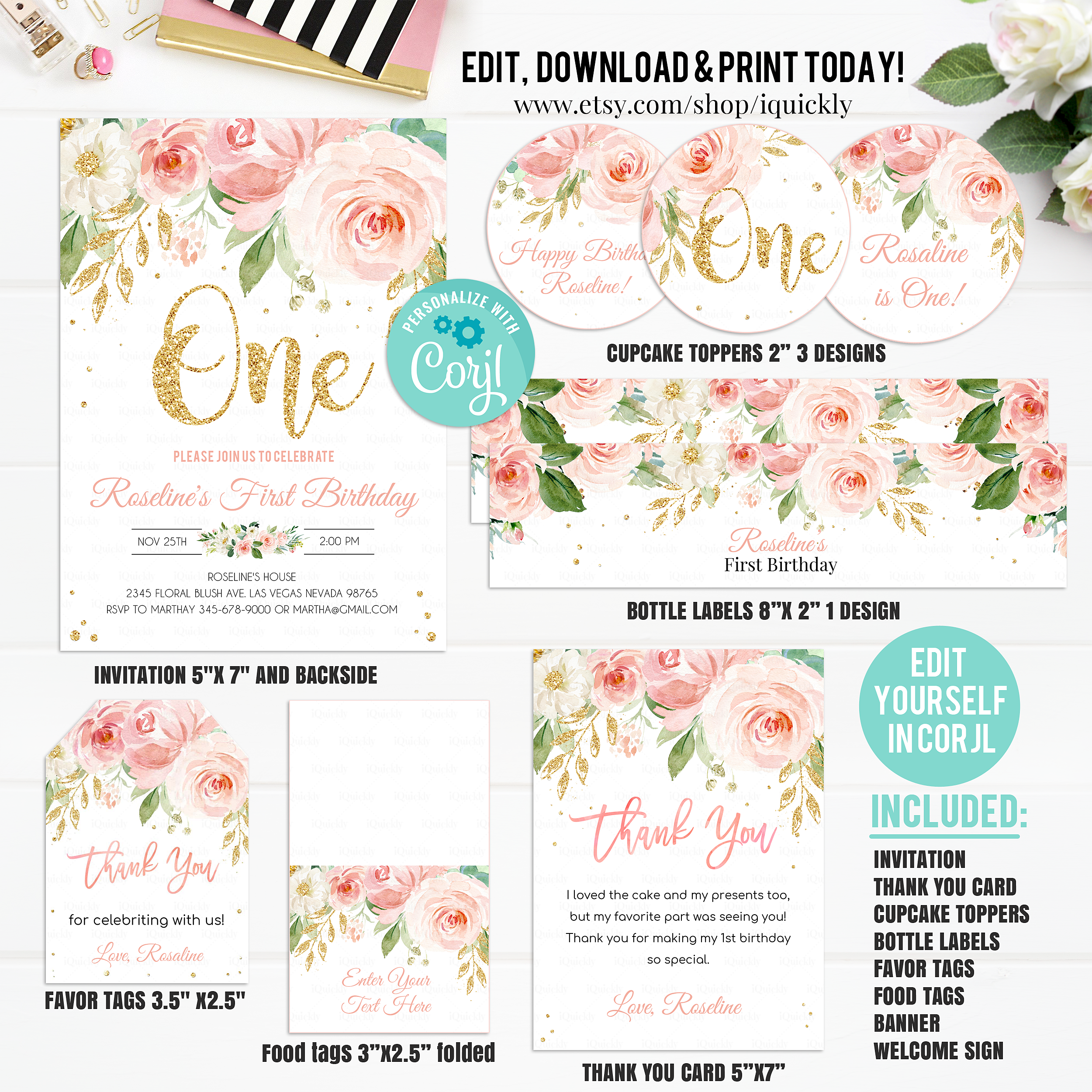 Floral Blush Party Package design preview