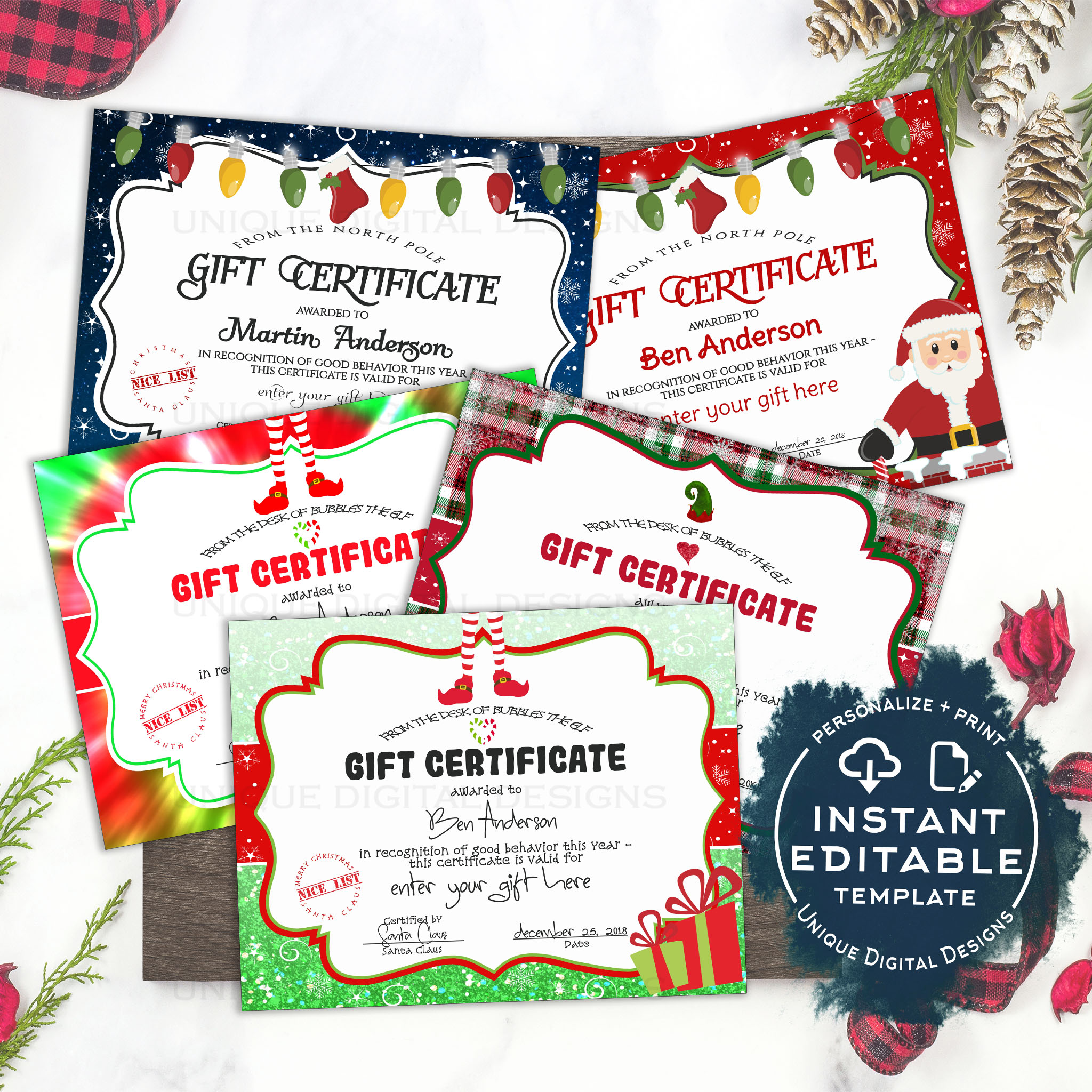Gift Certificate - Christmas Santa Gift Templates design preview