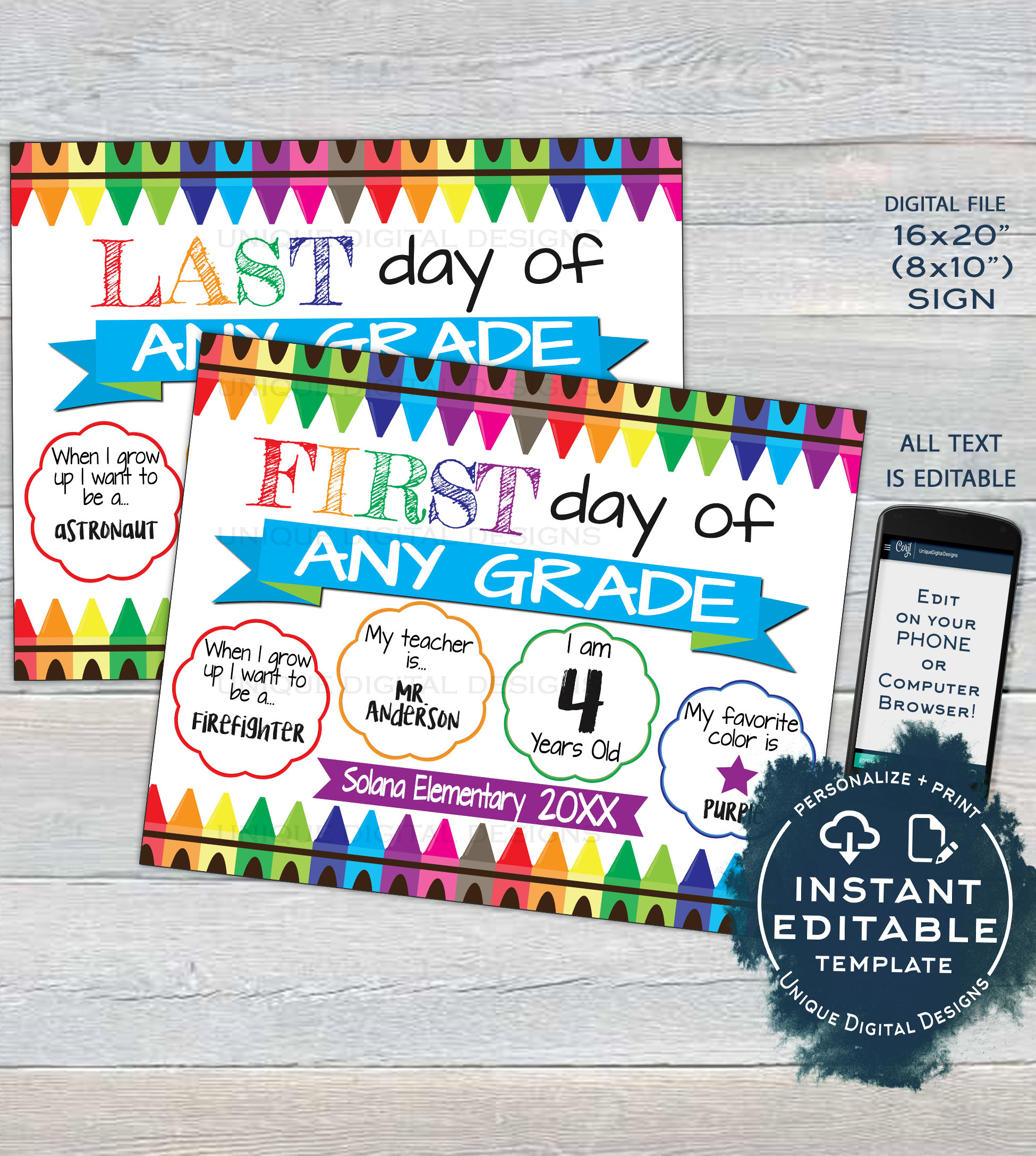 Sign - Crayon School First Last Day design preview