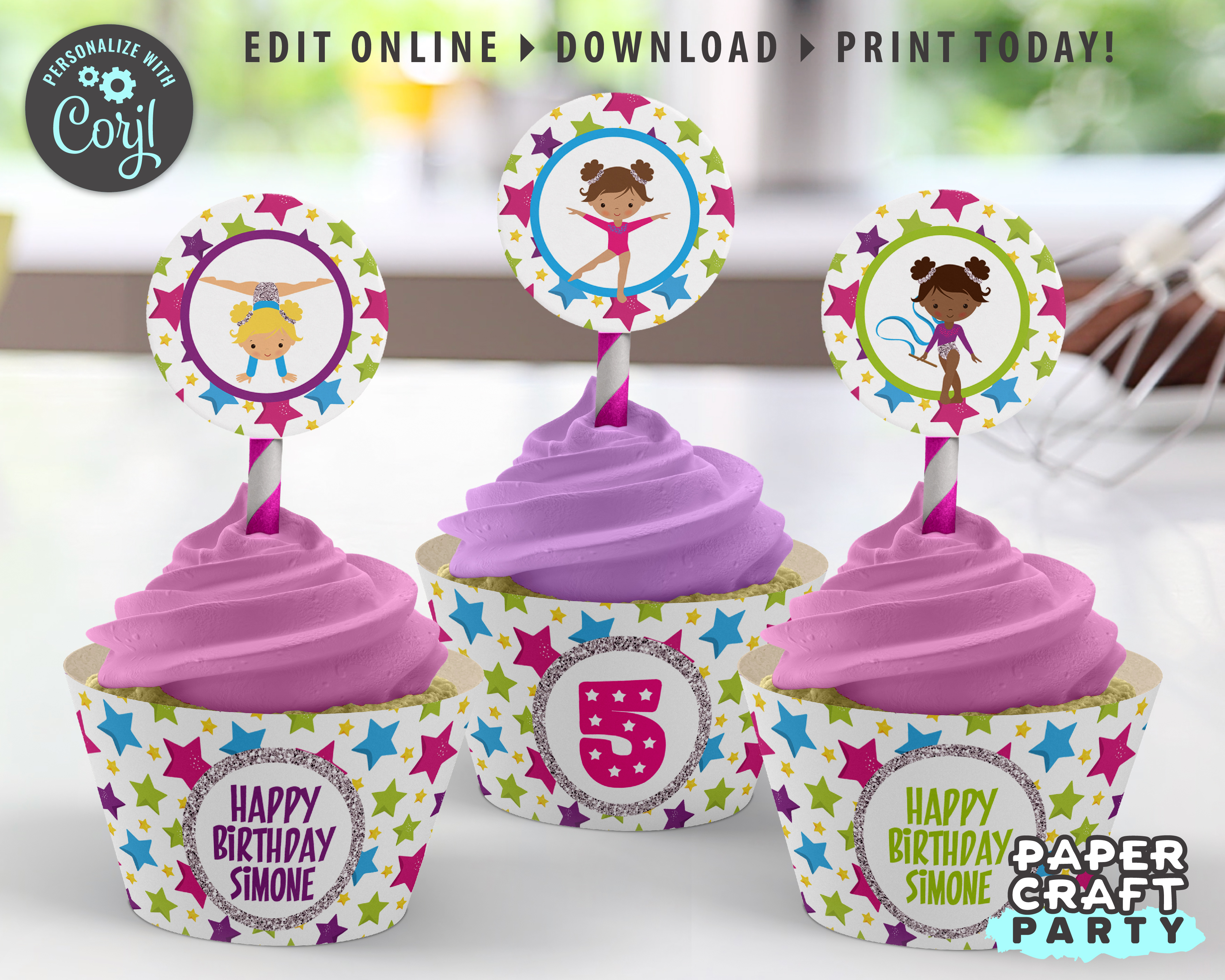 Gymnastics Cupcake Circles & Wraps 0021 design preview