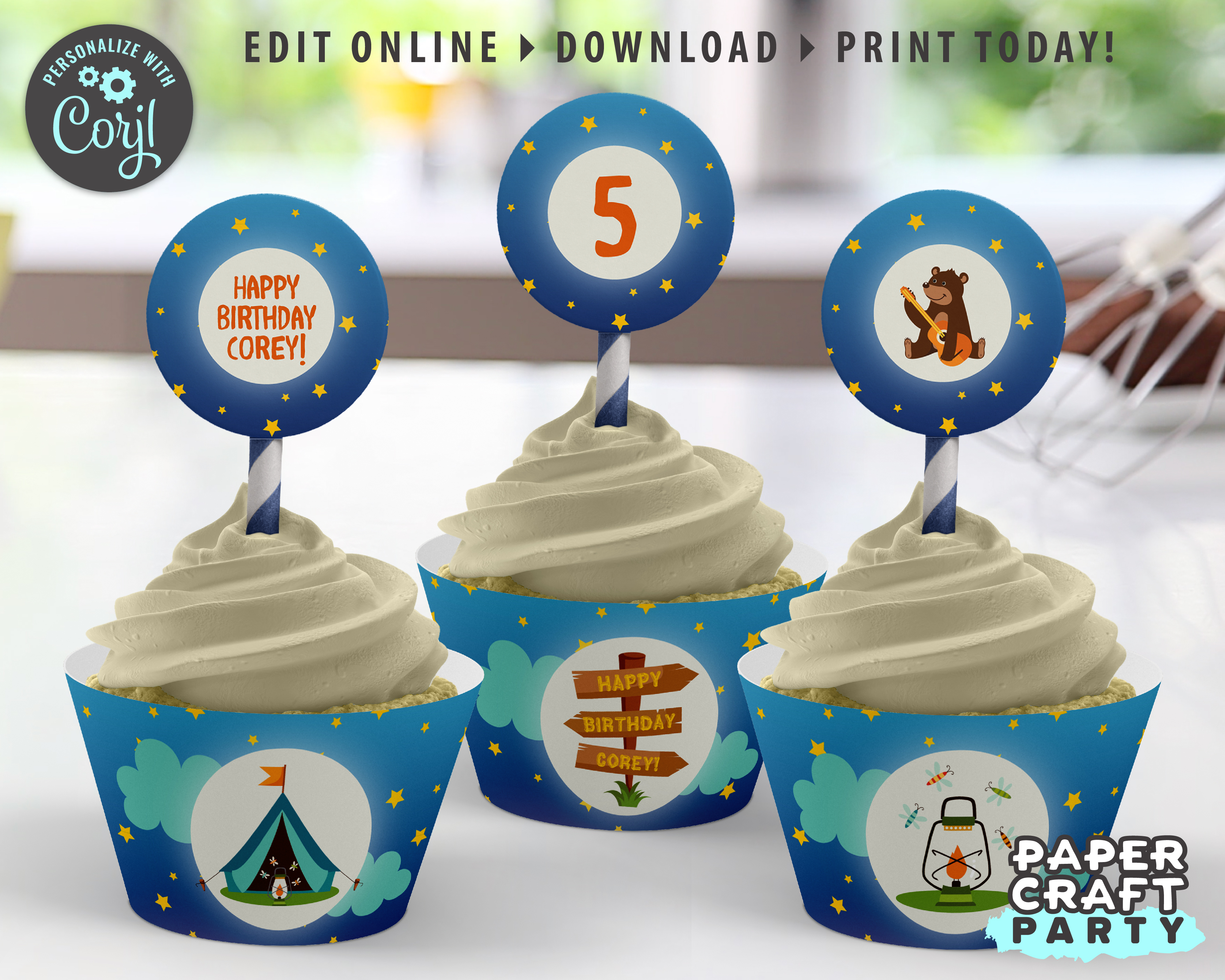 Camping Cupcake Circles & Wraps 0018 design preview