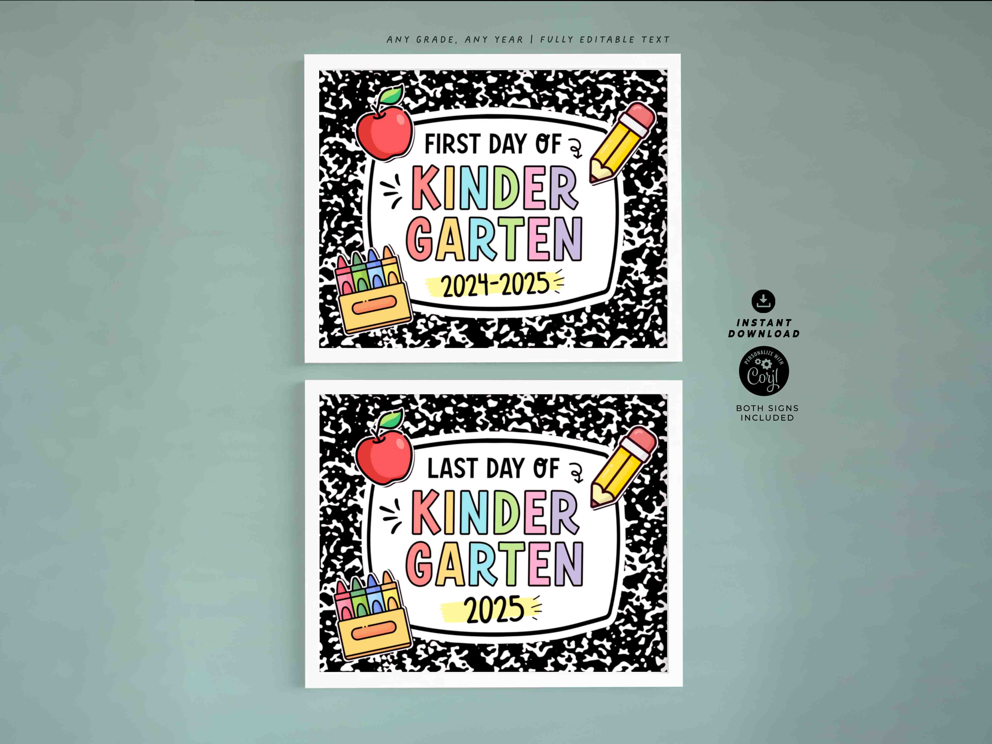 Back to School Kindergarten Sign Bundle  - SC016 design preview