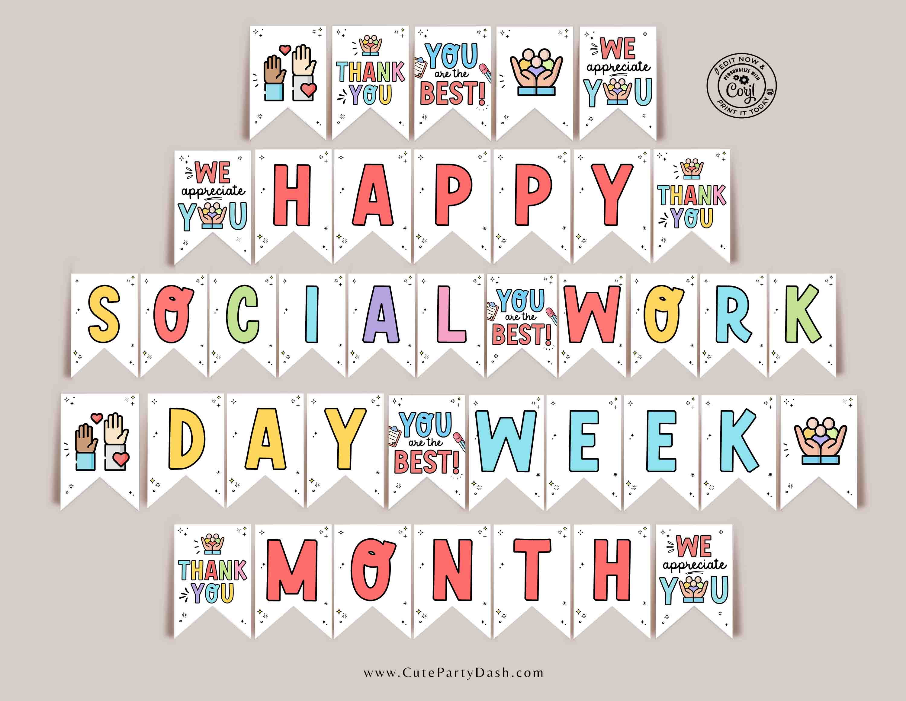 Happy Social Work Day Week Month Banner - BN332 design preview