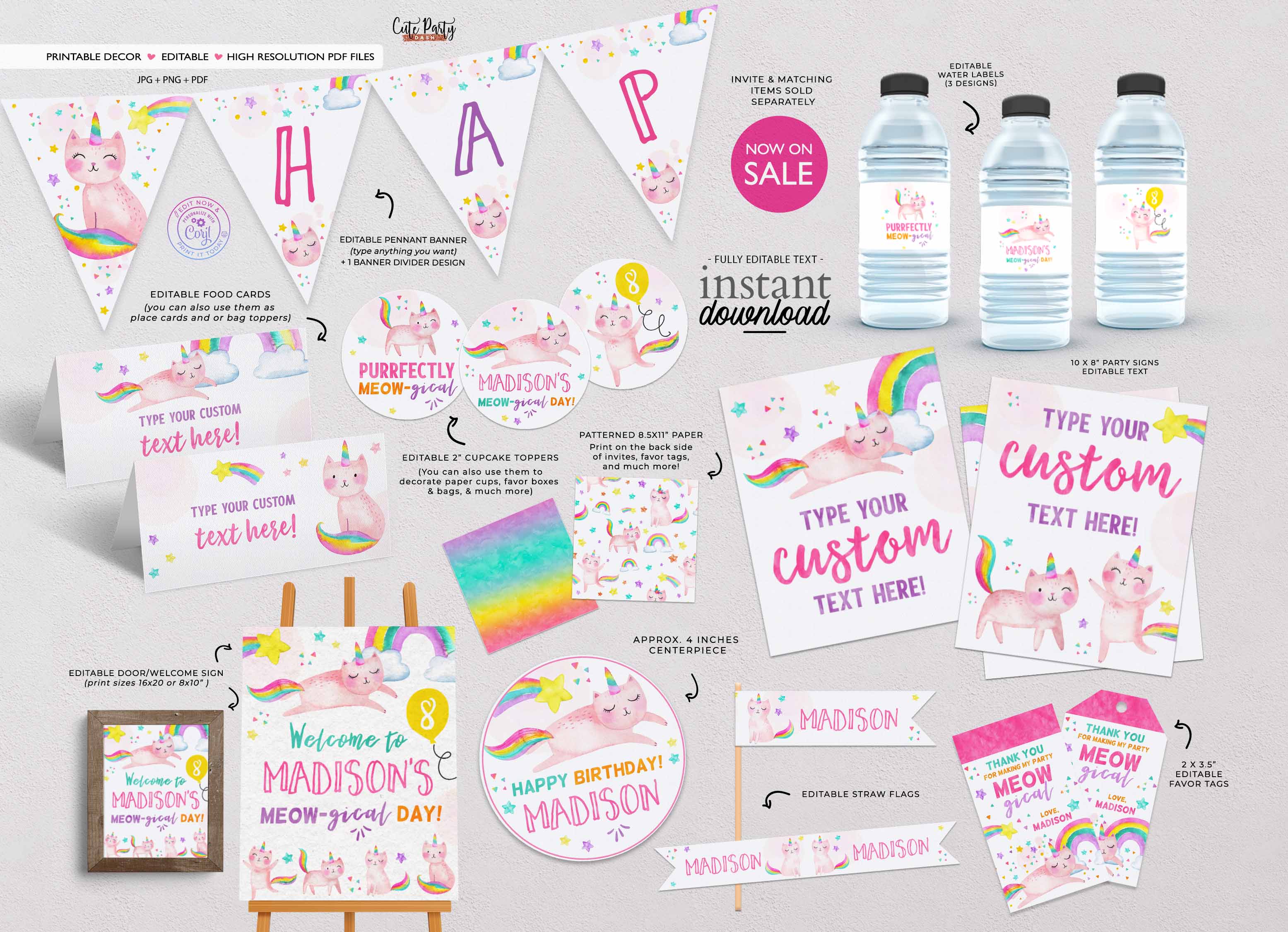 Caticorn Party Decor Bundle - #496 design preview