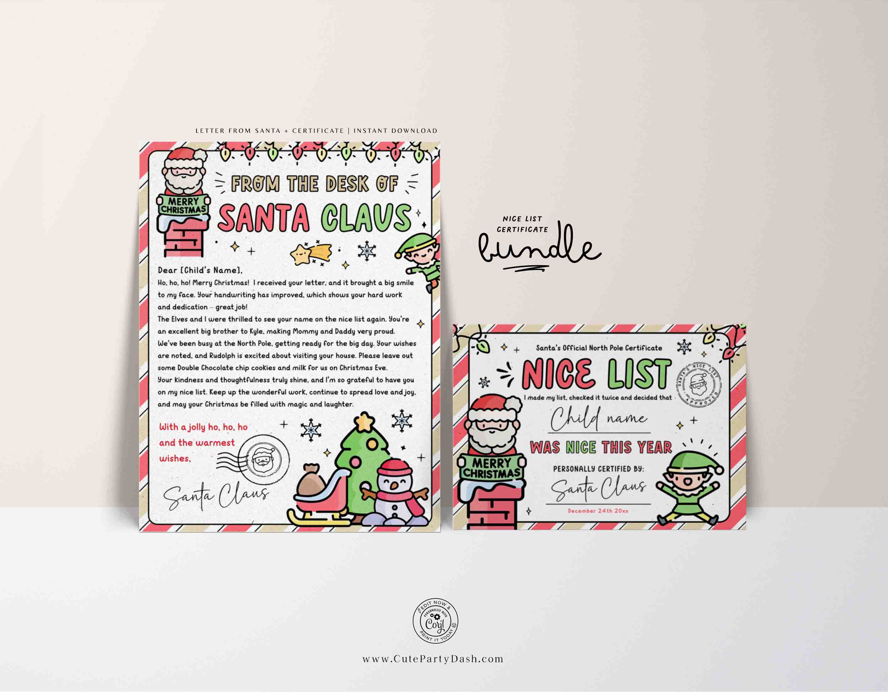 Santa Claus Nice List Certificate Bundle - CH006 design preview