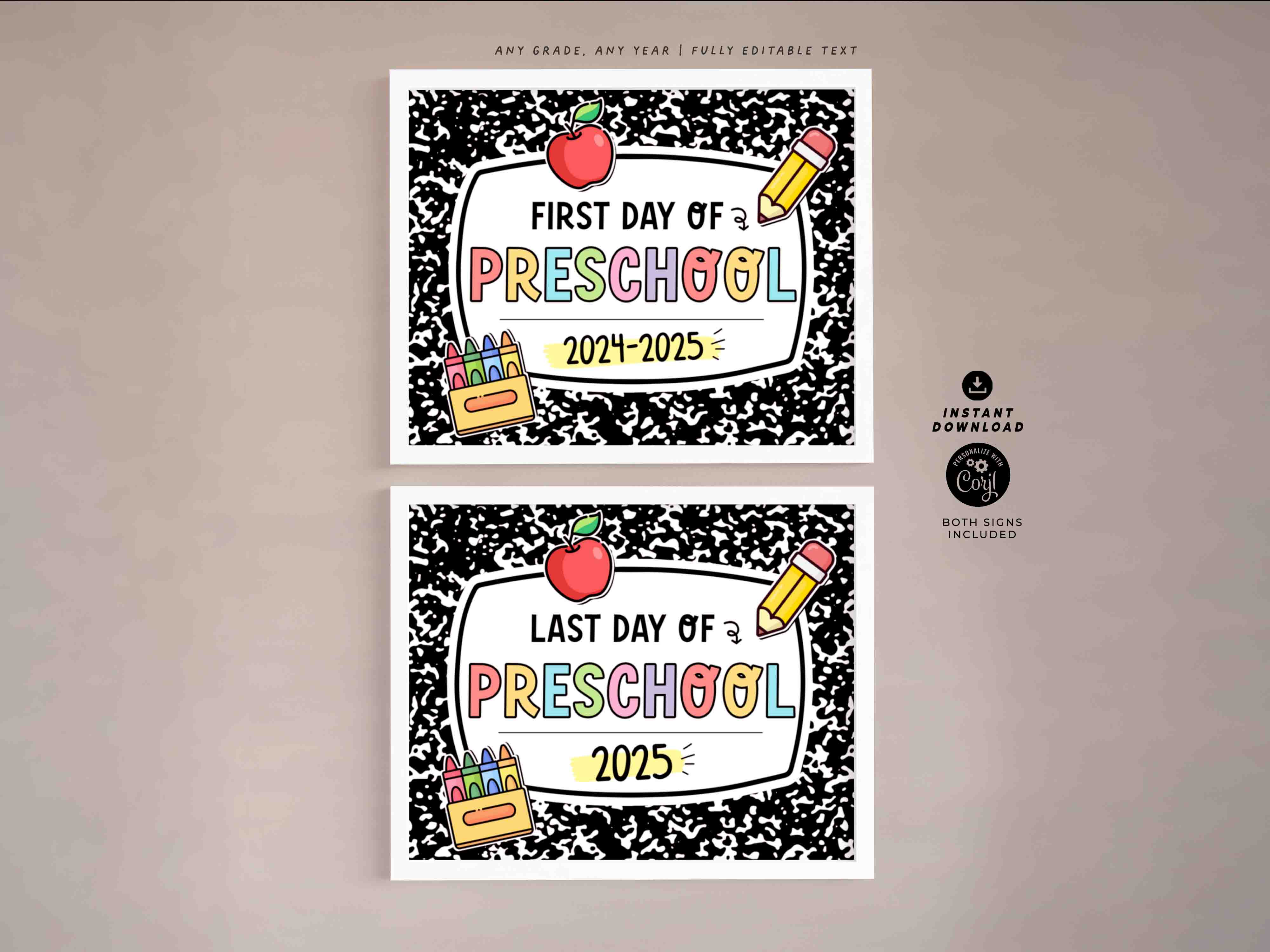 Back to School Preschool Sign Bundle  - SC016 design preview