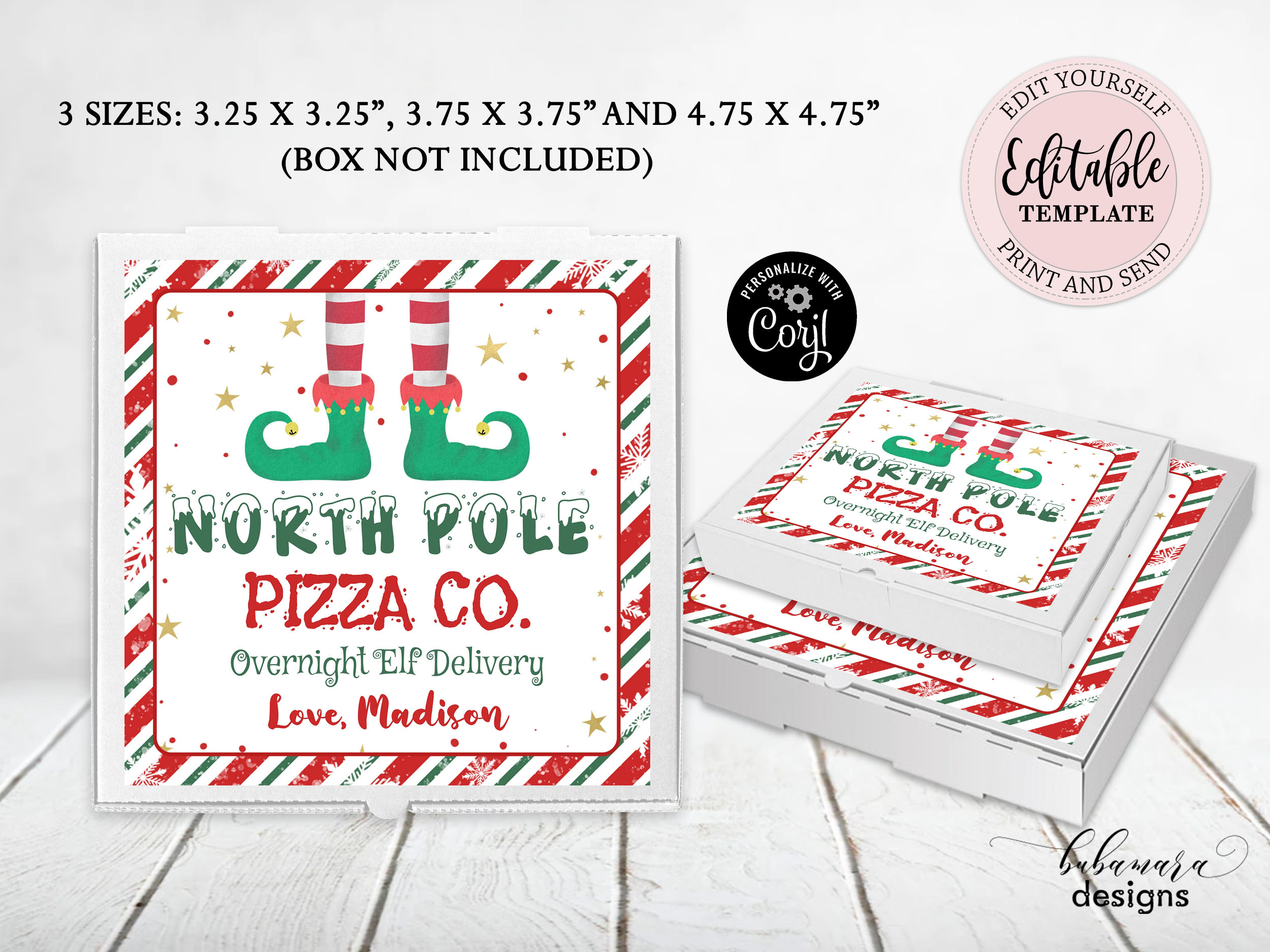 CR001 Pizza Box Label design preview