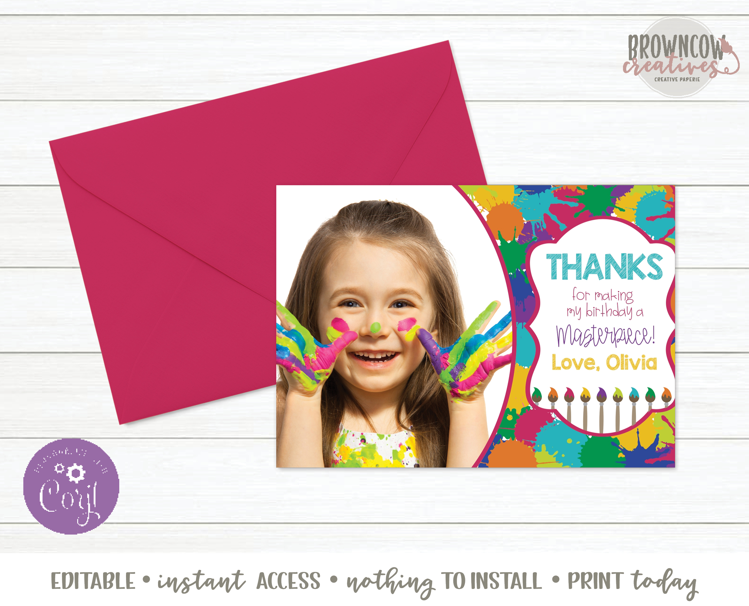 Bold Art Splatter Thank You Note design preview