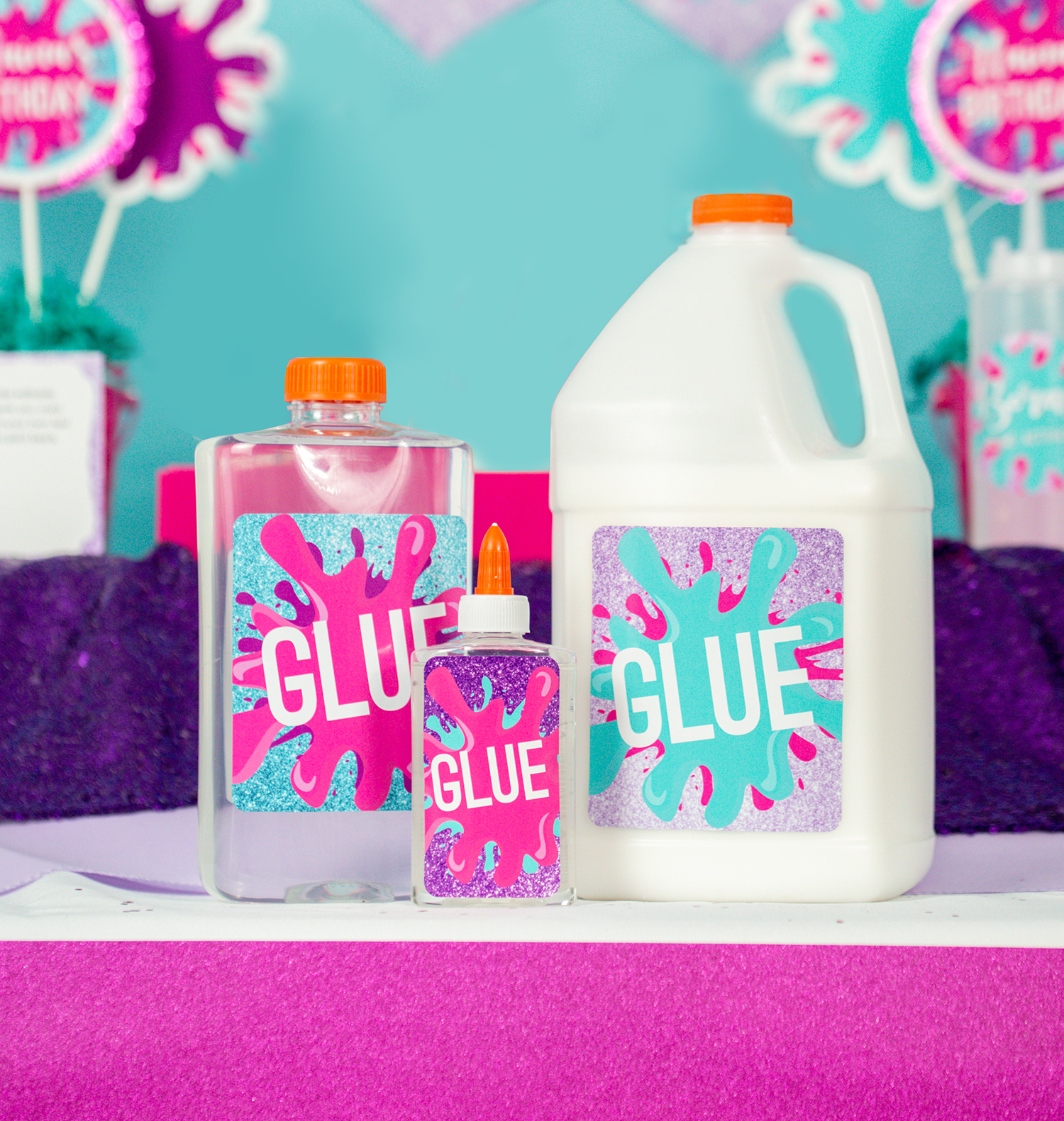 Glittery Slime Glue Labels design preview