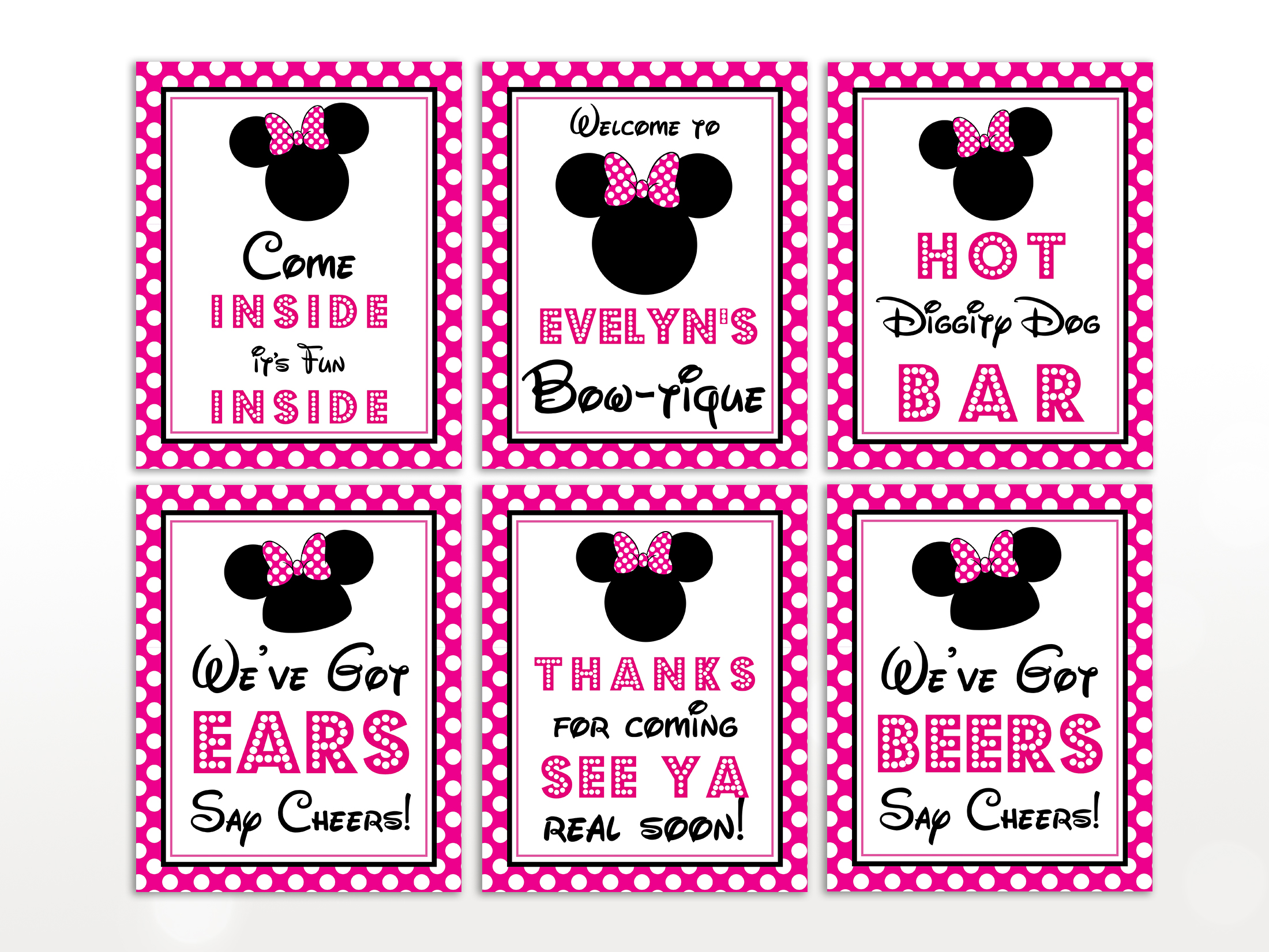 Minnie Hot Pink Sign Set design preview