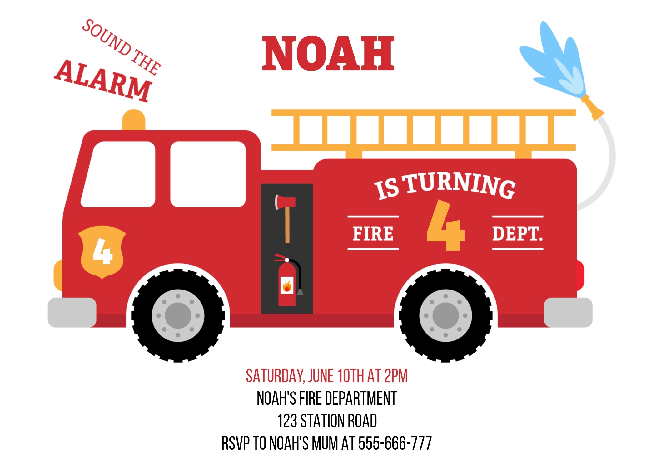 Fire Truck Invitation design preview