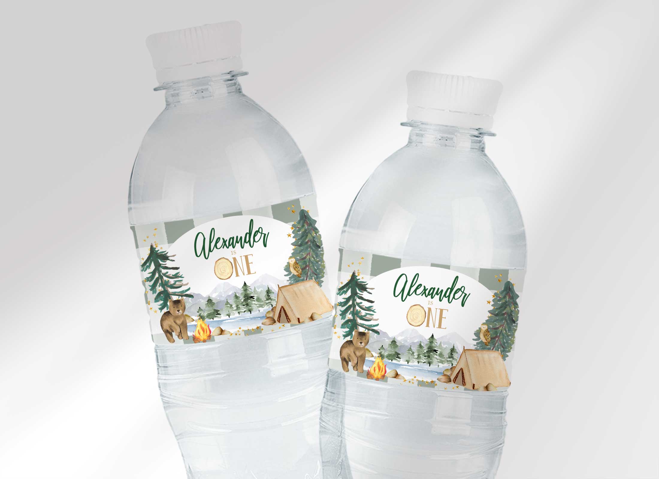 Explorer - Birthday - Water Bottle Label - Plaid design preview