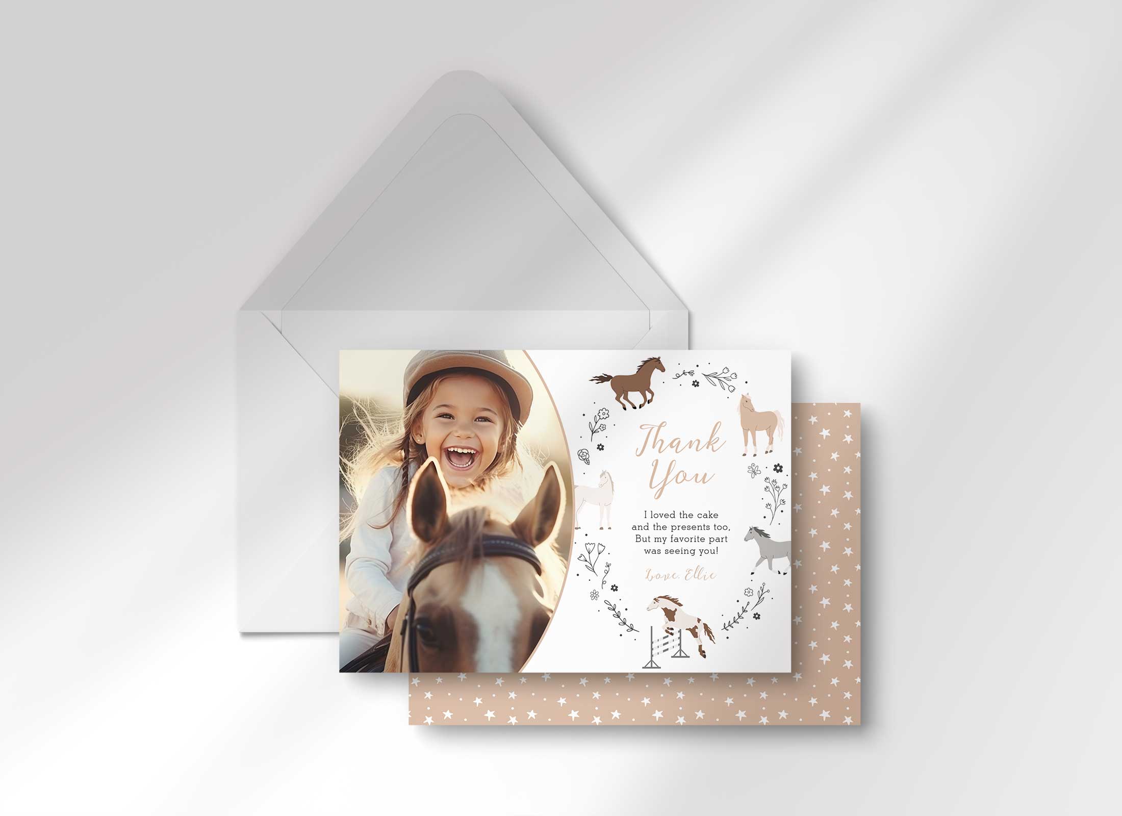 Equestrian - Birthday - Thank You Card with Photo design preview
