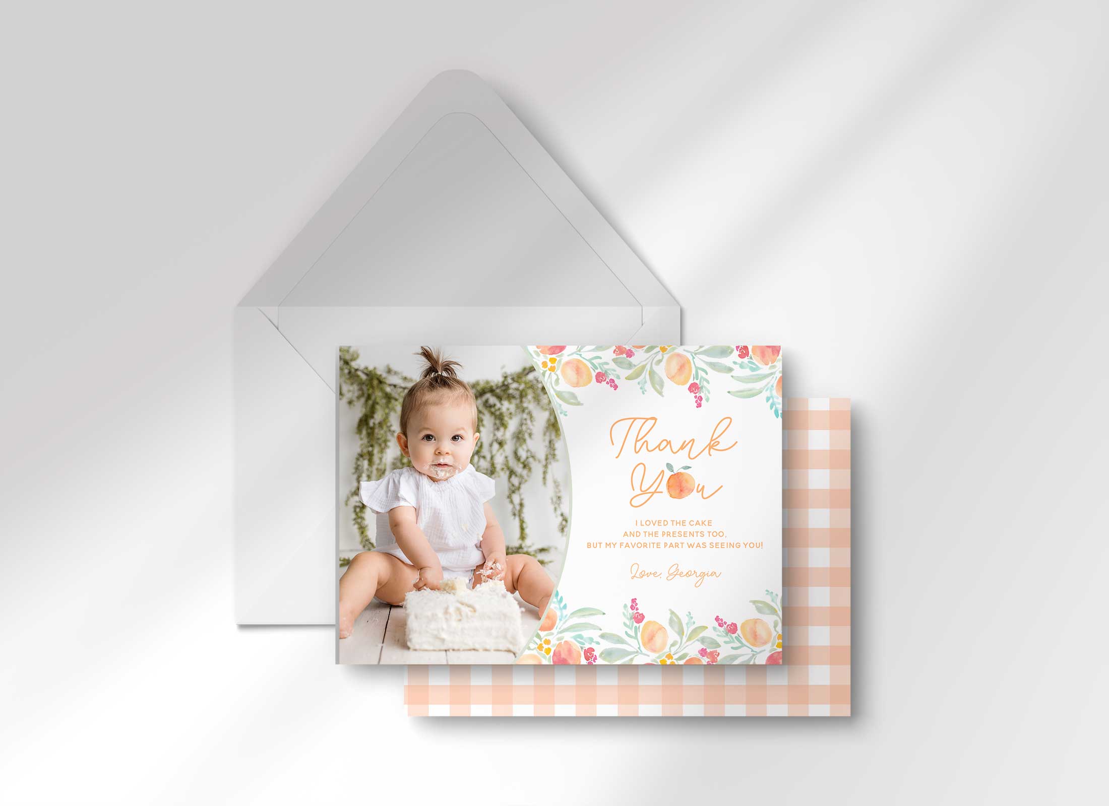 Sweet Peach Birthday - Thank You Photo design preview