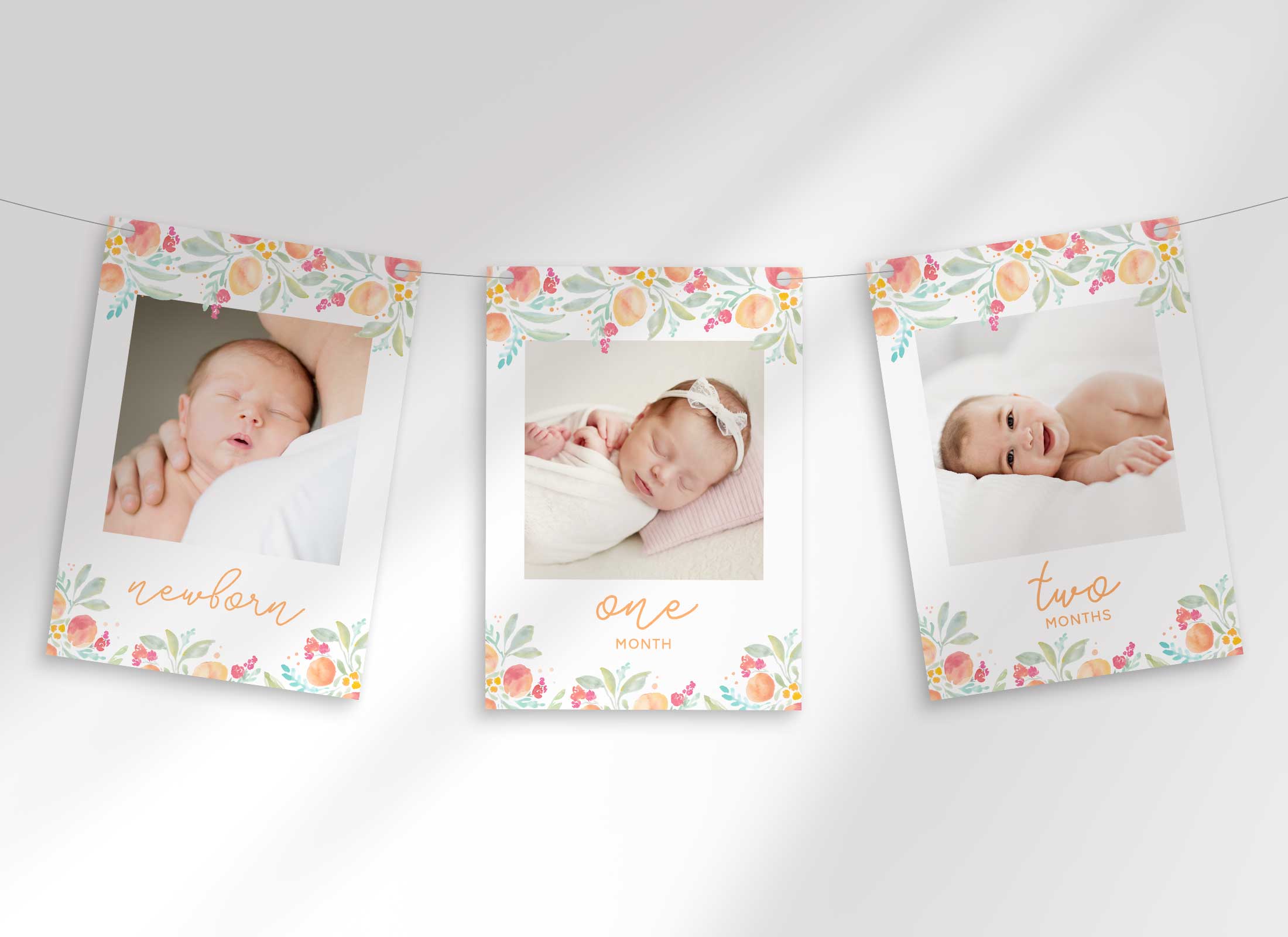 Sweet Peach - Birthday - Monthly Milestone Photo Banner design preview