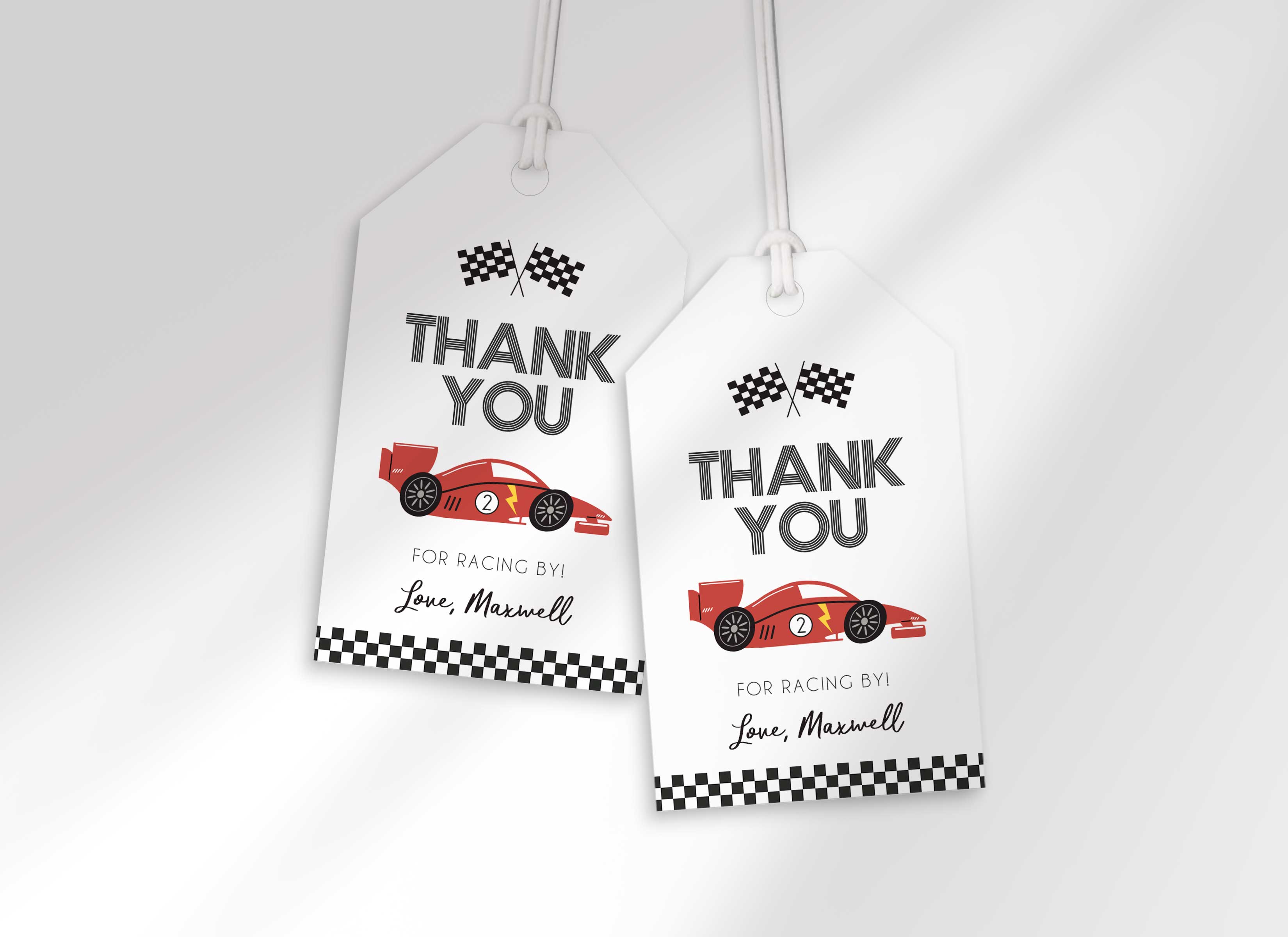 Racer Birthday - Thank You Tag design preview