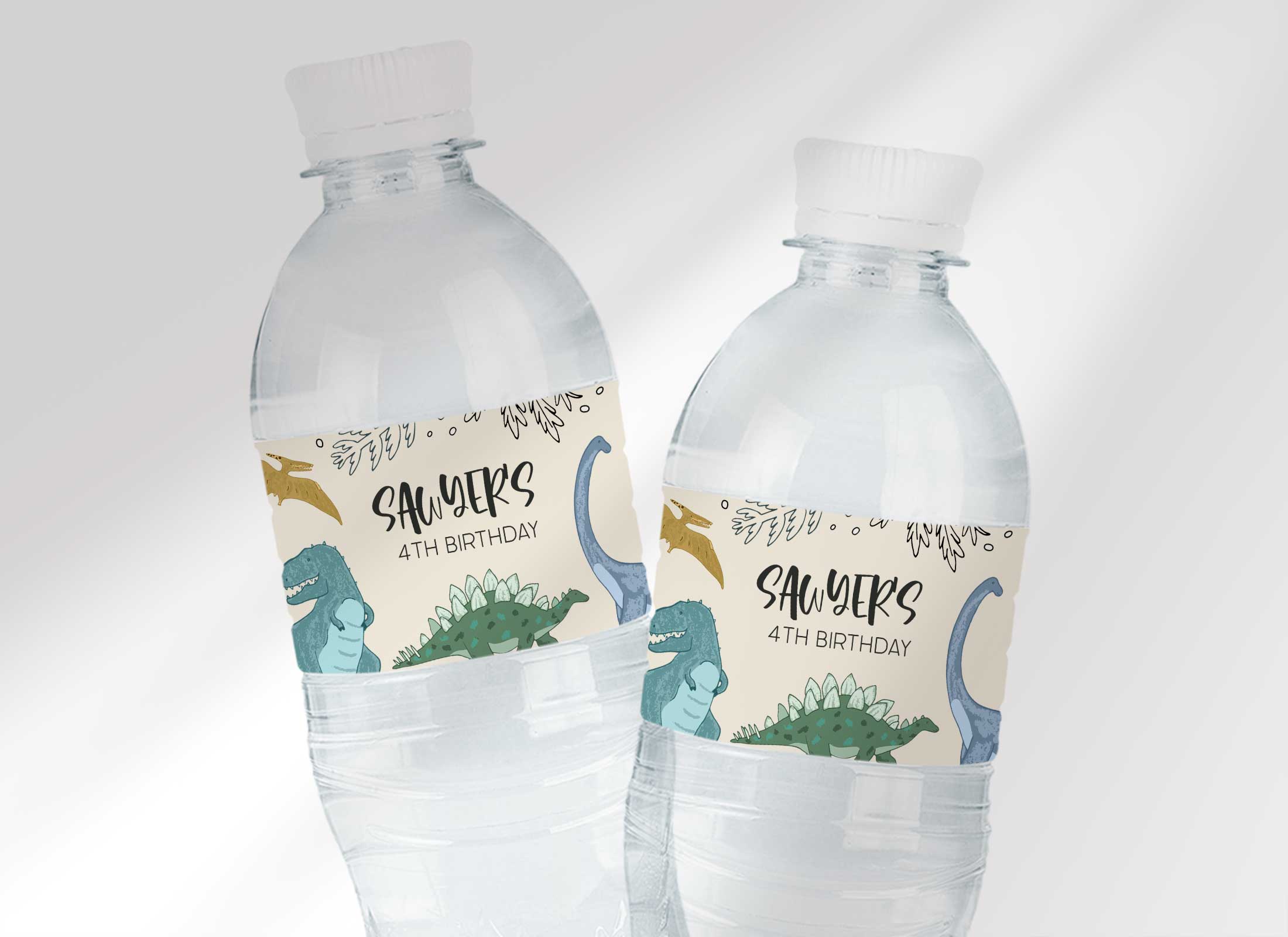 Doodle Dino - Waterbottle Label design preview