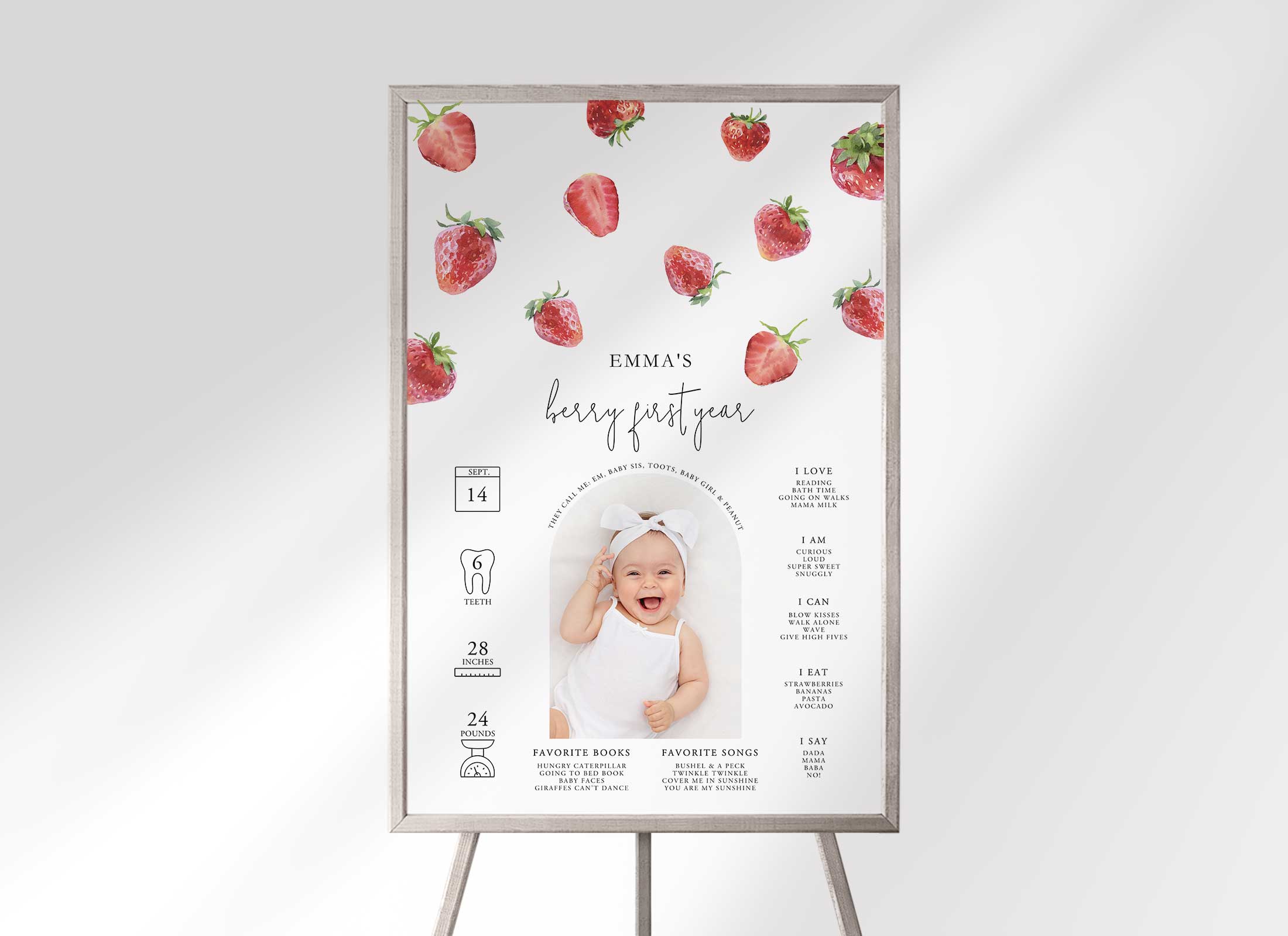 Red Strawberry - Birthday - Milestone Chart with Photo design preview