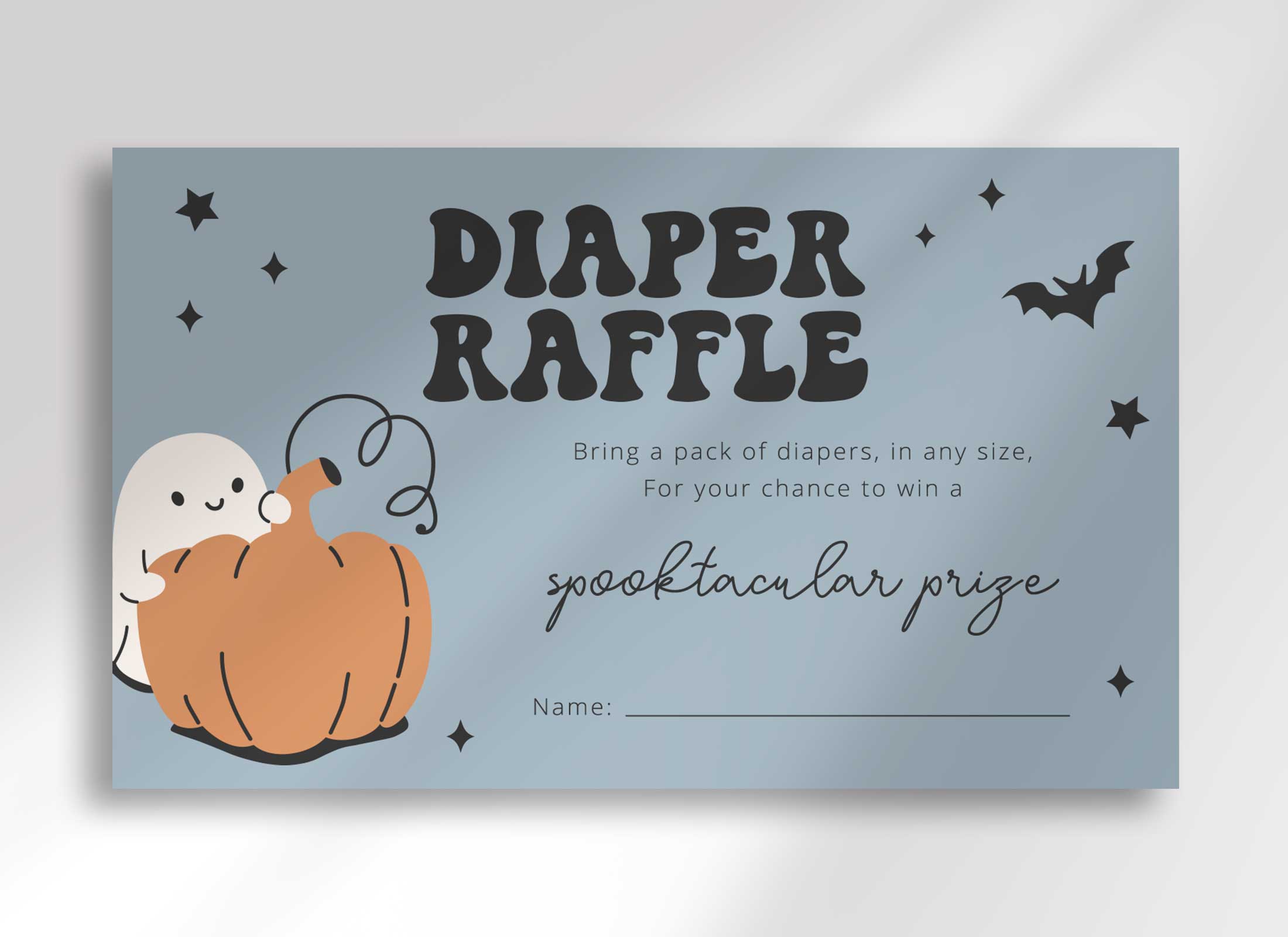 Happy Ghosts - Baby Shower - Blue - Diaper Raffle Ticket design preview