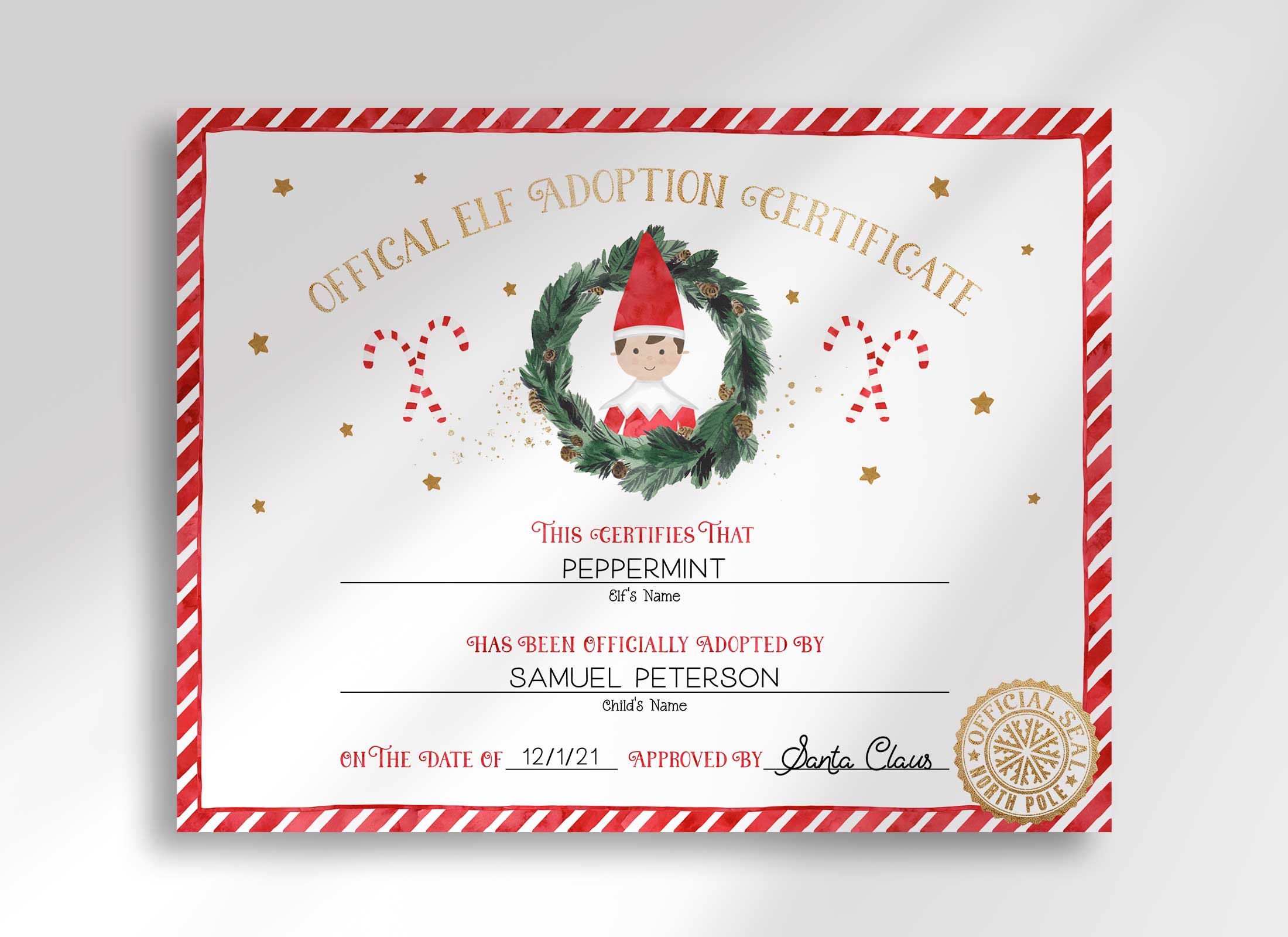 Elf Adoption Certificate design preview
