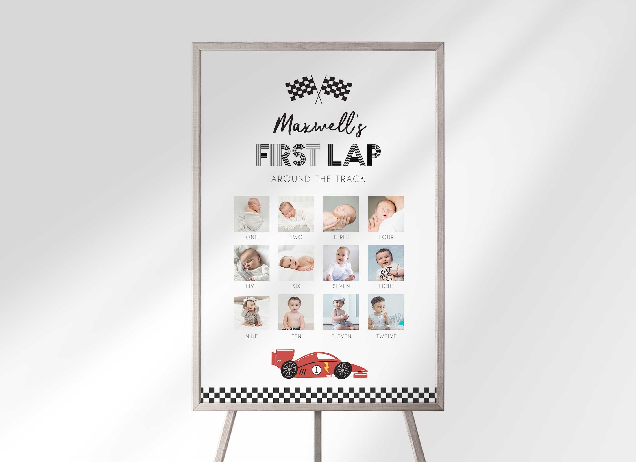 Racer Birthday - Milestone Photo Chart design preview