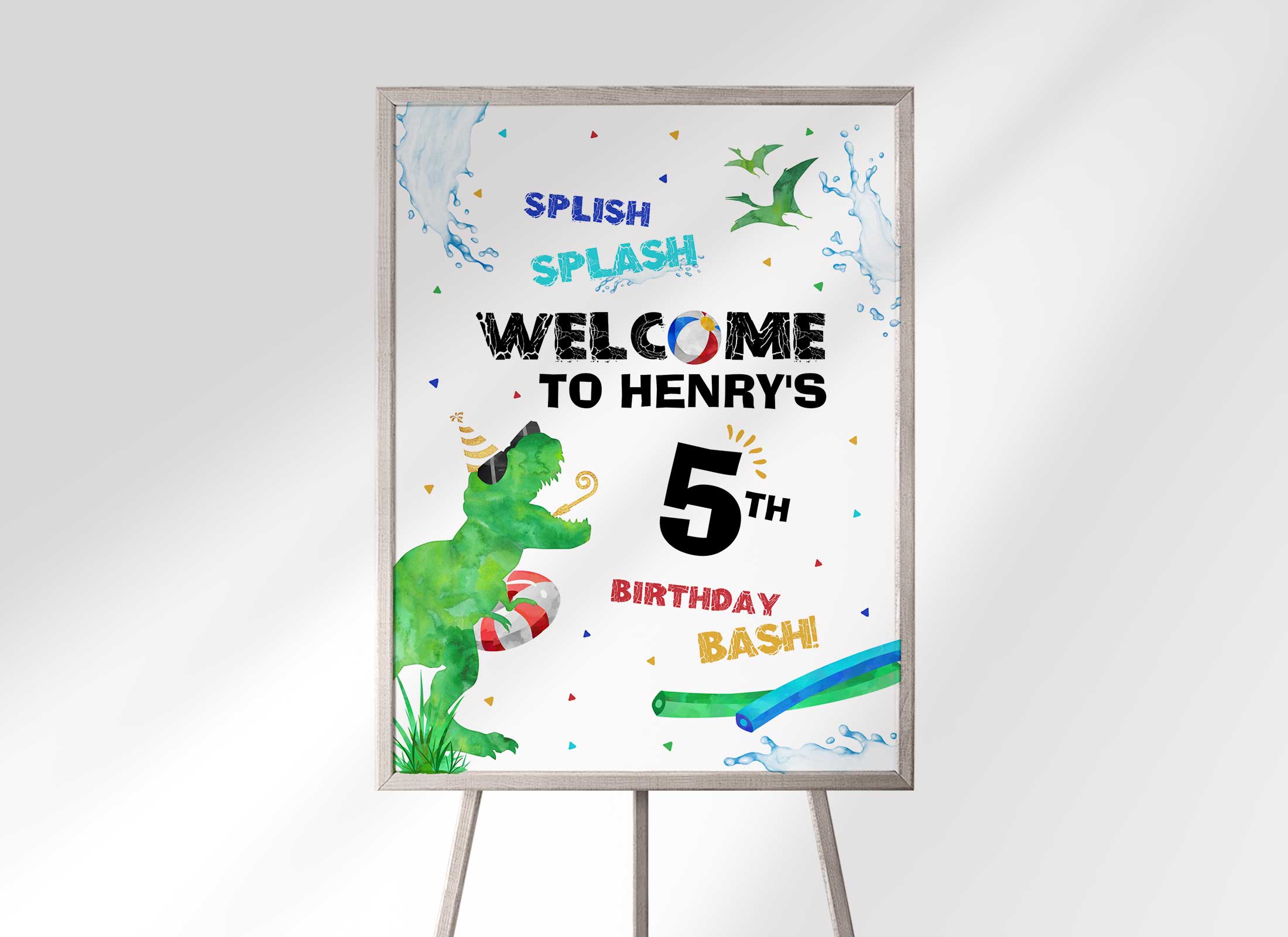 Dino Pool Party - Welcome Sign design preview