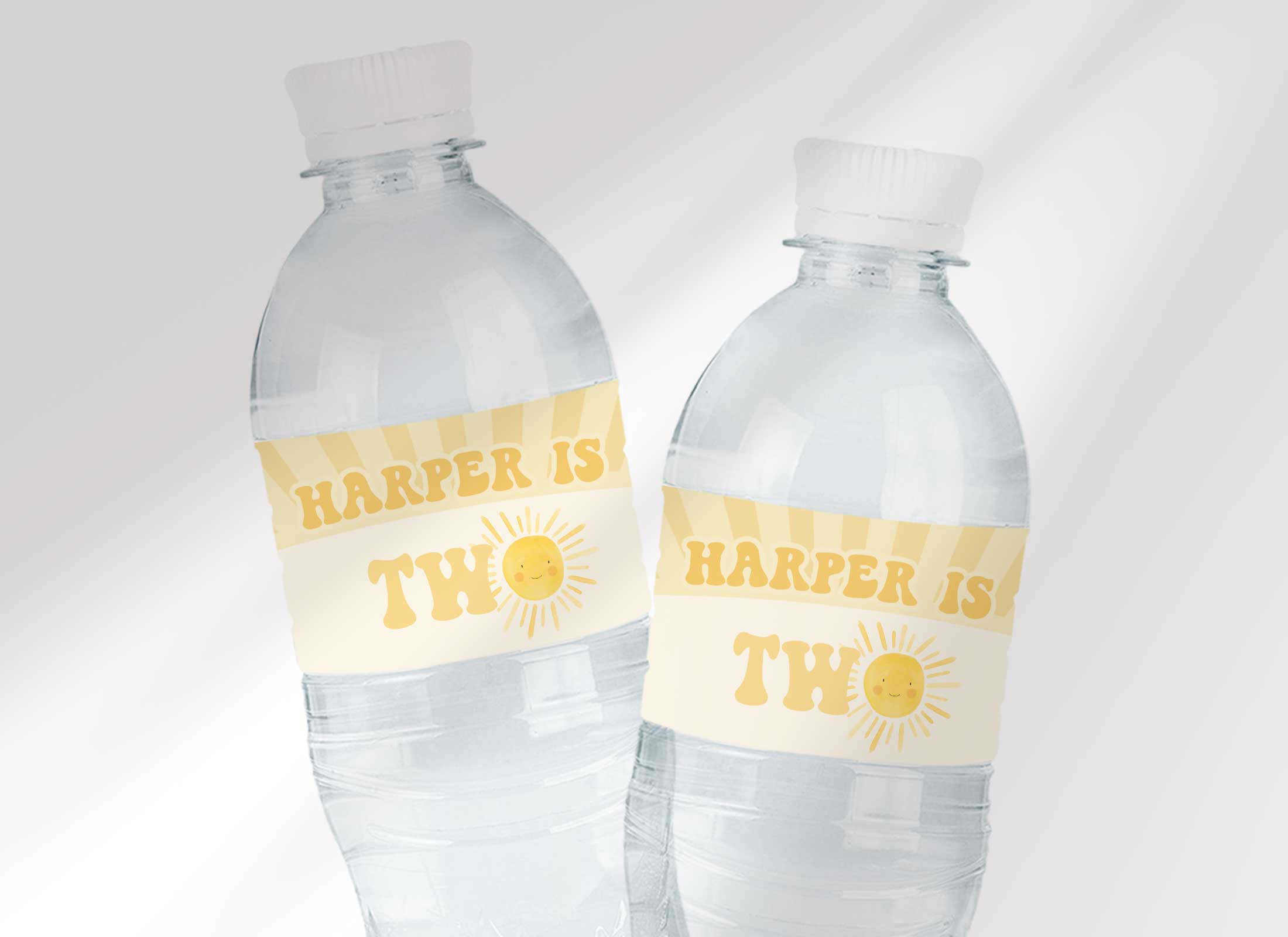 Sunshine Birthday - Groovy Sun - Water Bottle Label - TWO design preview
