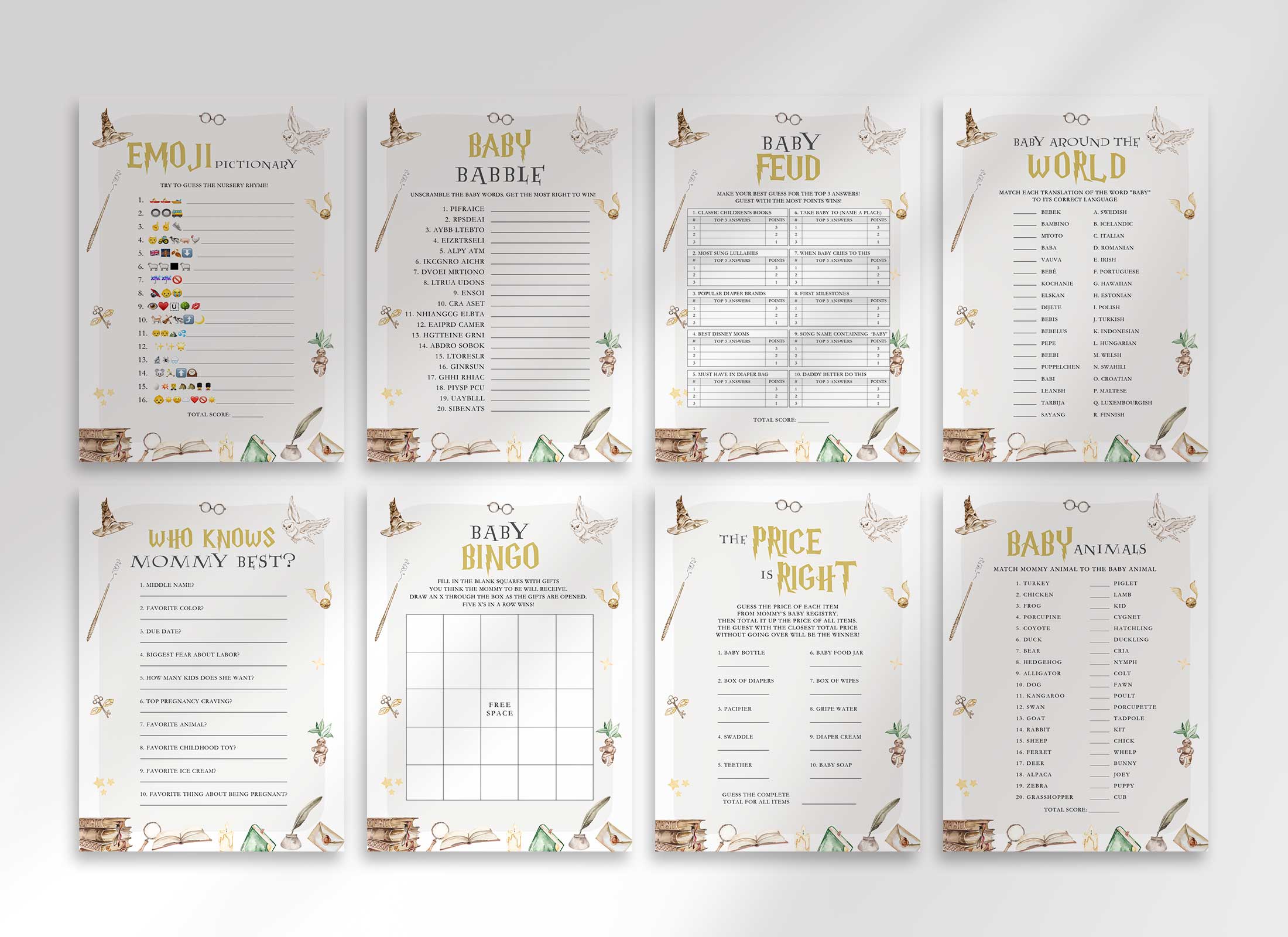 Baby Shower - Wizard - Game Bundle design preview