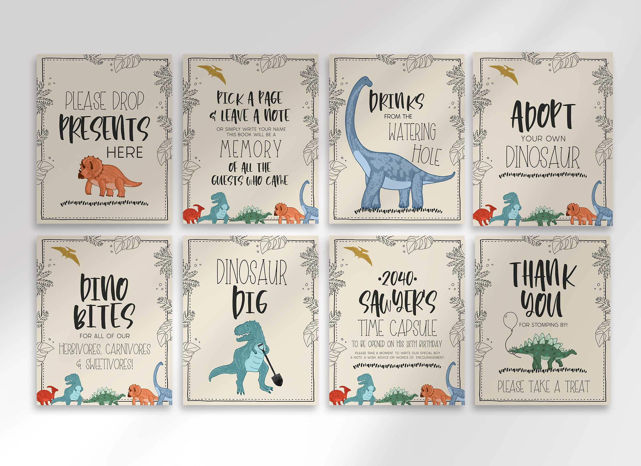 Doodle Dino - Editable Sign Package design preview