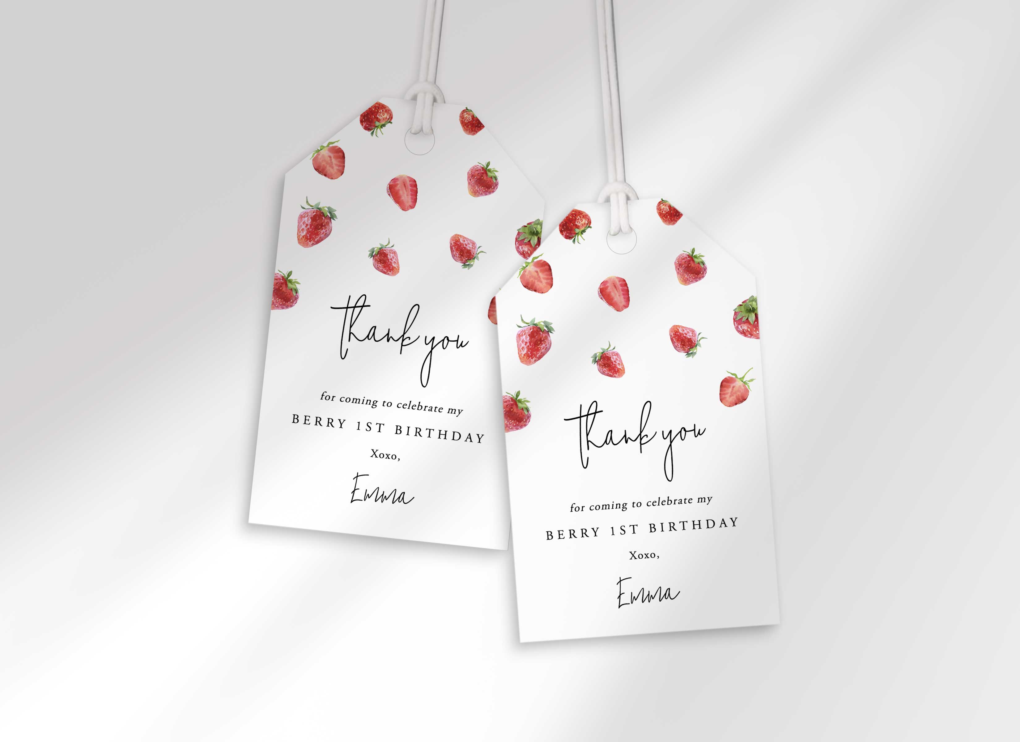 Red Strawberry - Birthday - Favor Tag design preview