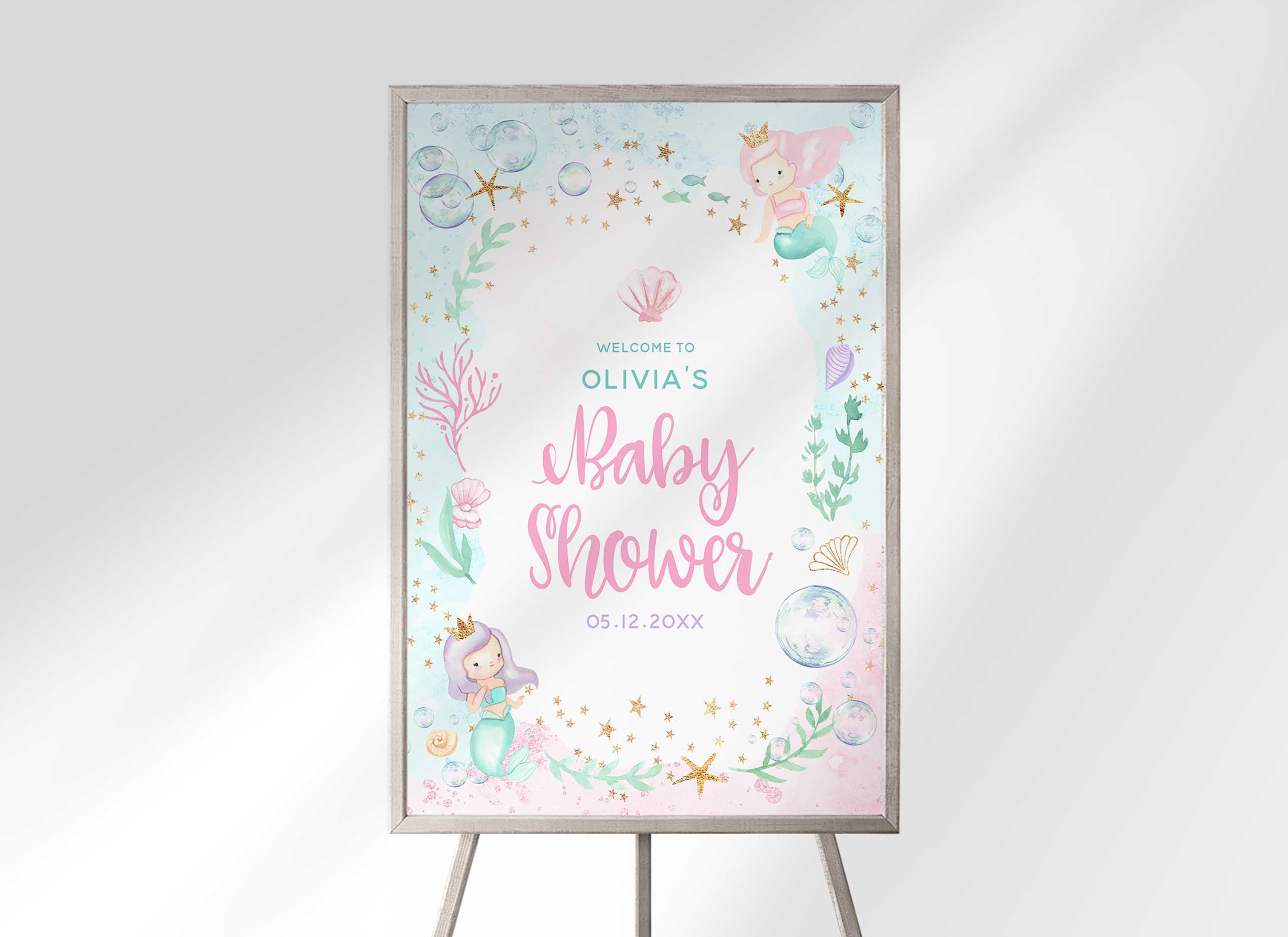 Baby Shower - Mermaid - Welcome Sign design preview