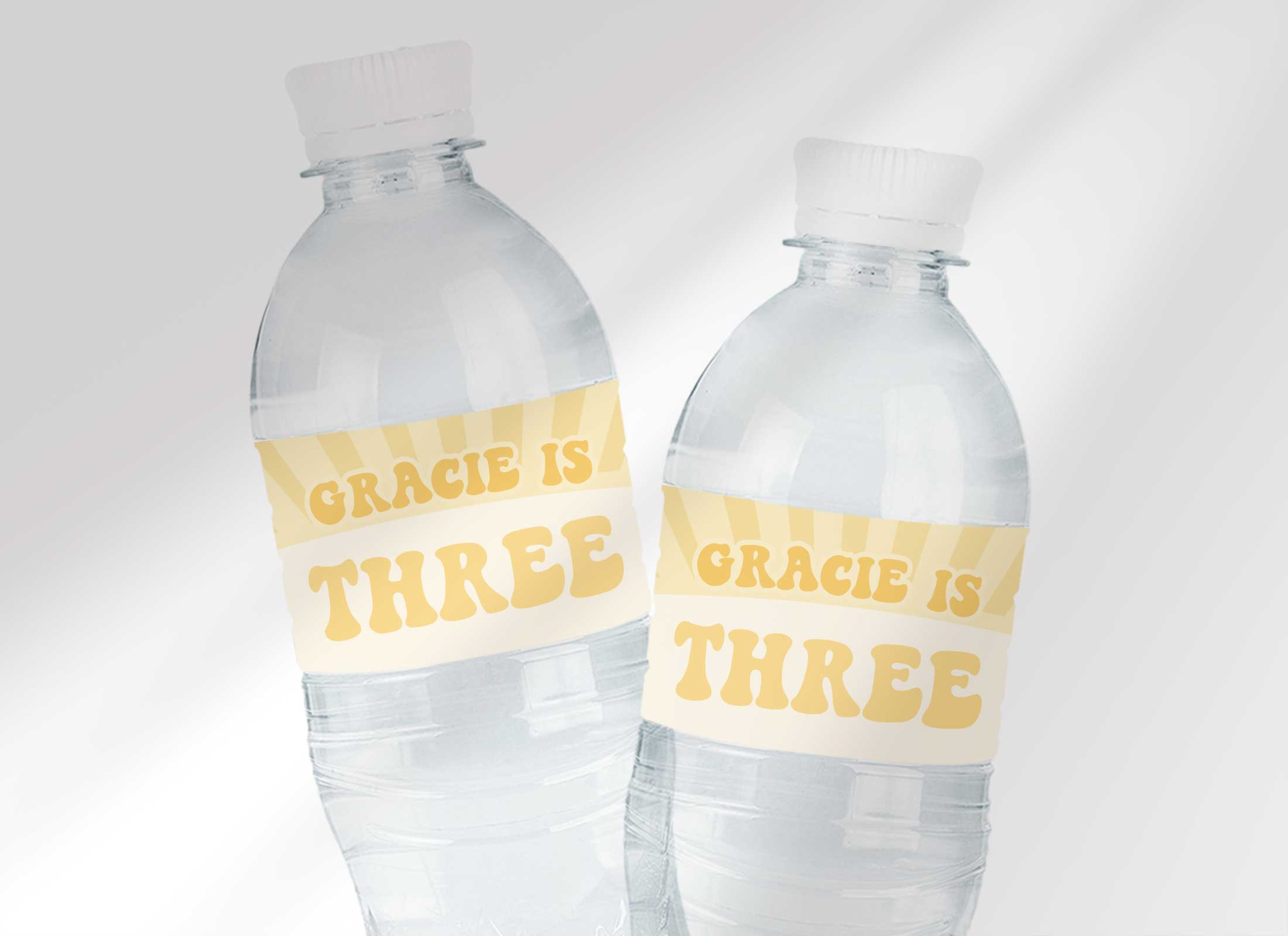Sunshine Birthday - Groovy Sun - Water Bottle Labels - THREE design preview