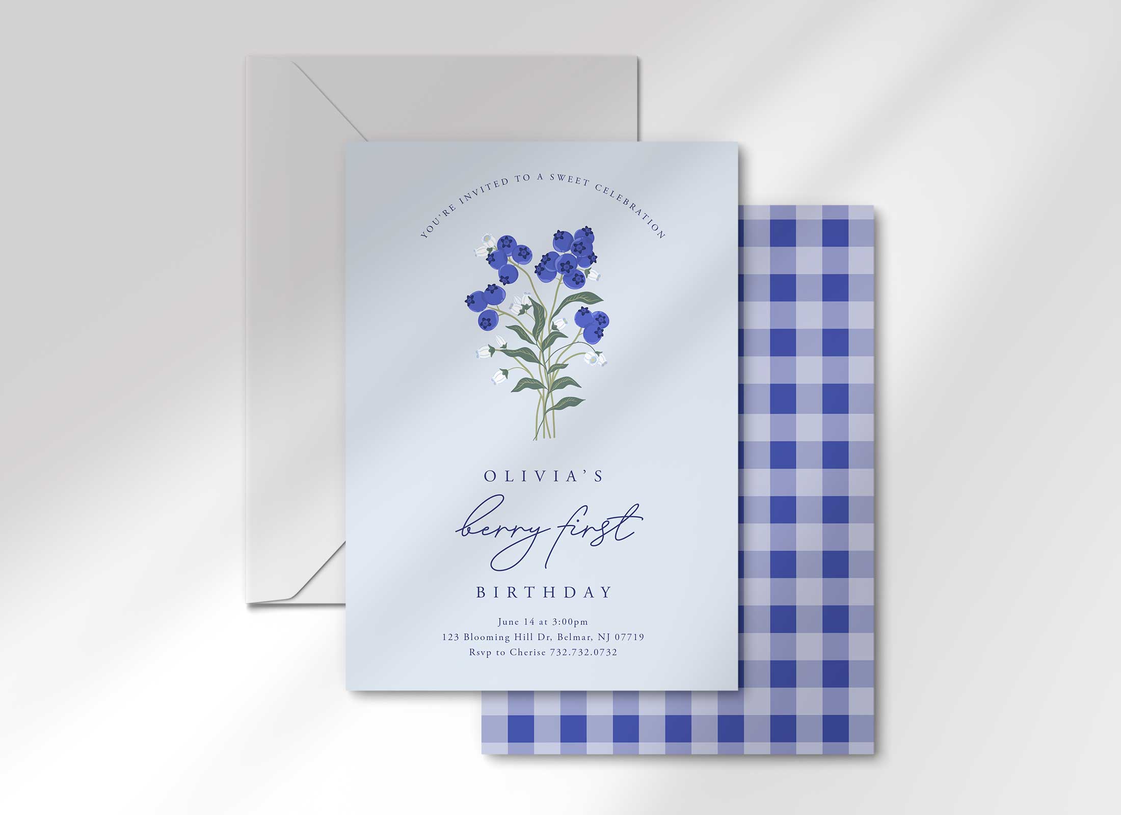 Blueberry Blossom - Birthday Invitation - Berry First design preview