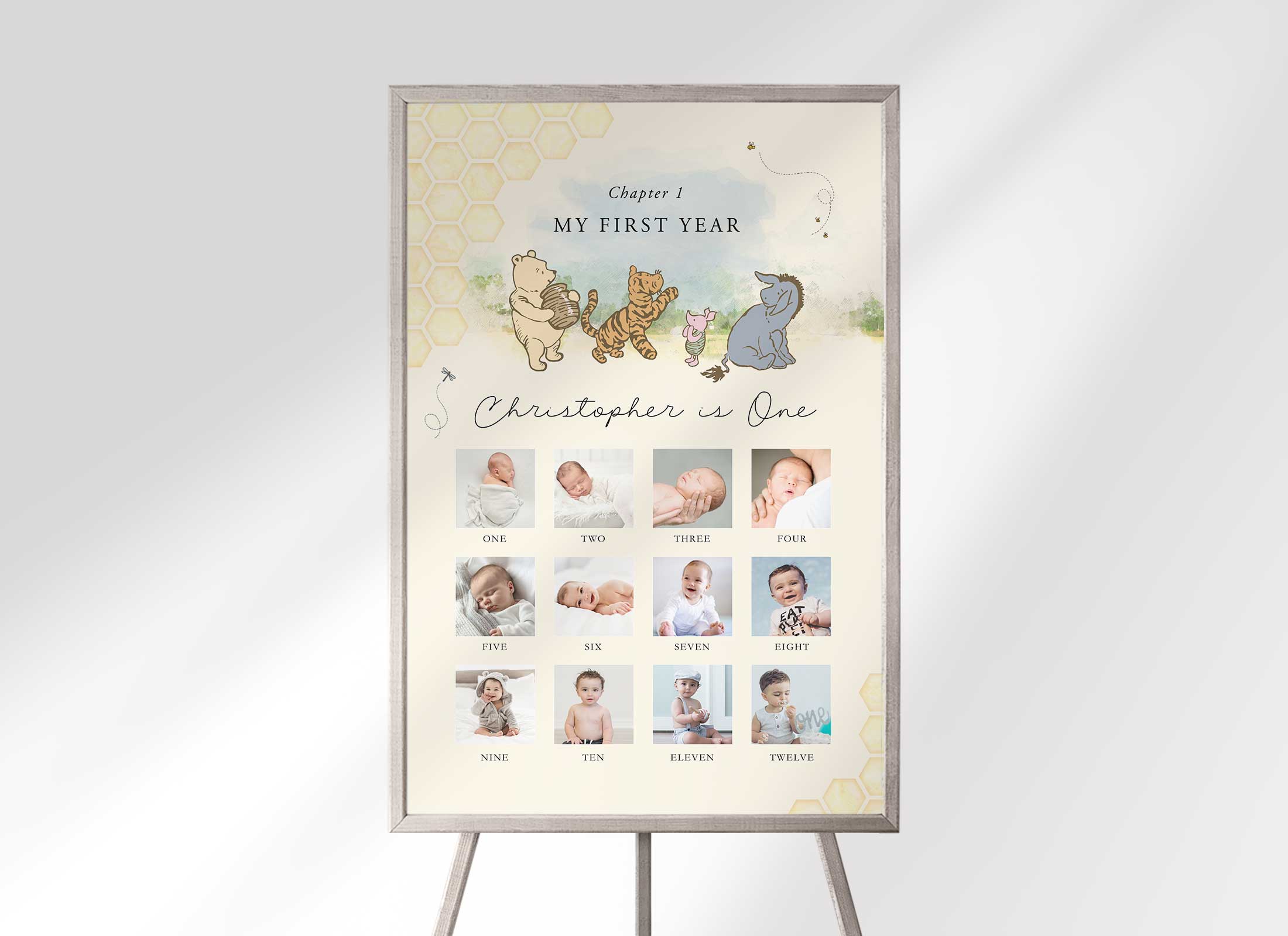Pooh - Birthday - Photo Milestone Chart II design preview