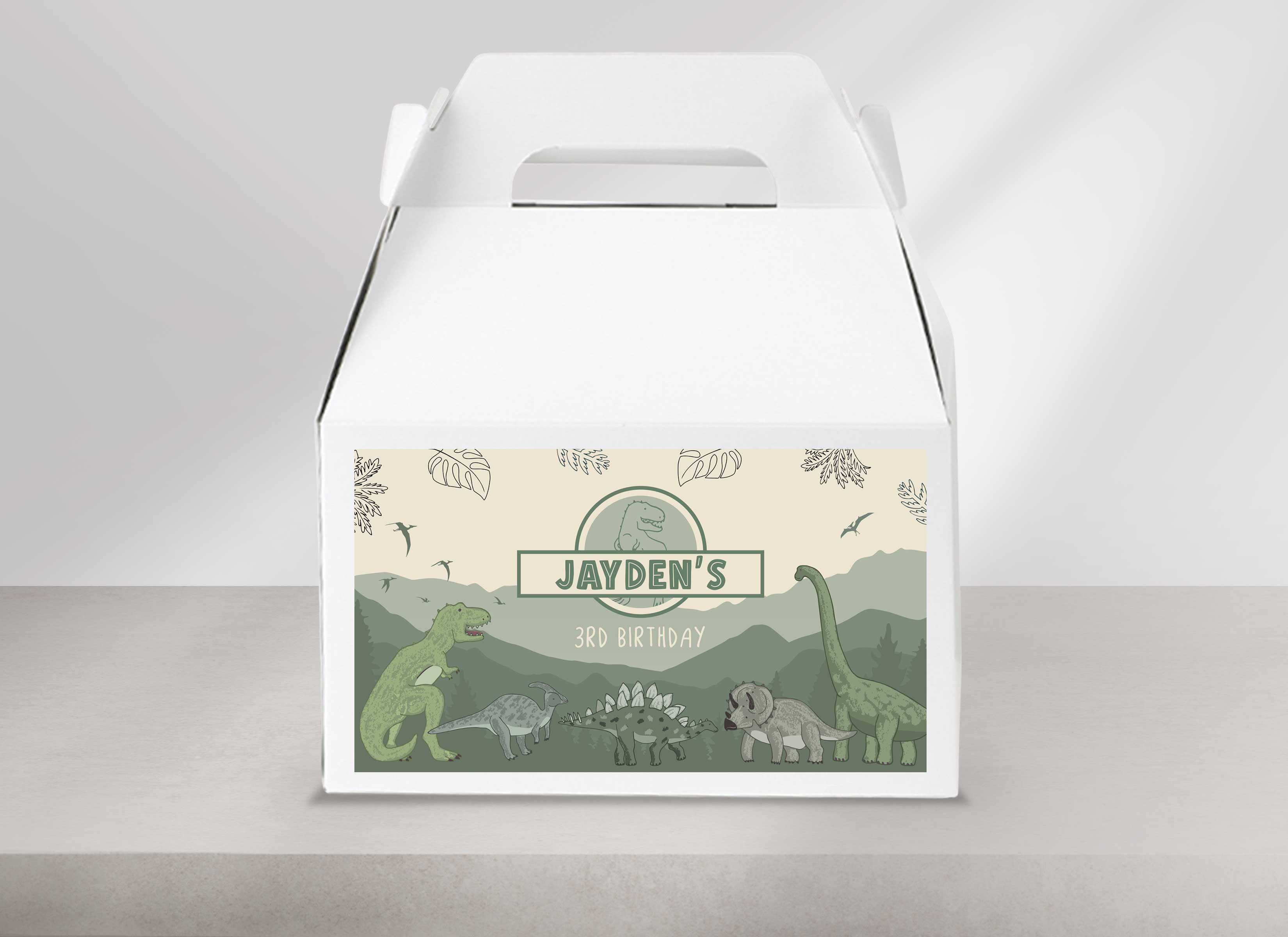Jurassic Kid - Birthday - Gable Box Label design preview
