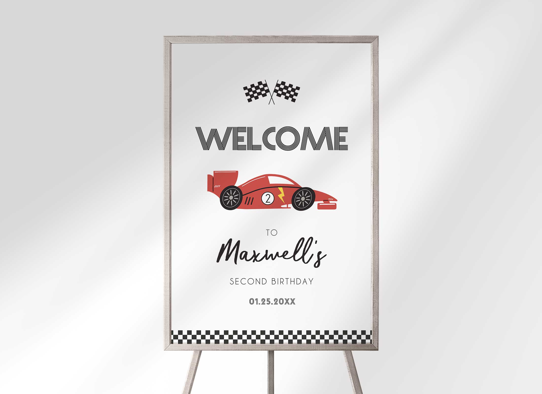 Racer Birthday - Welcome Sign design preview