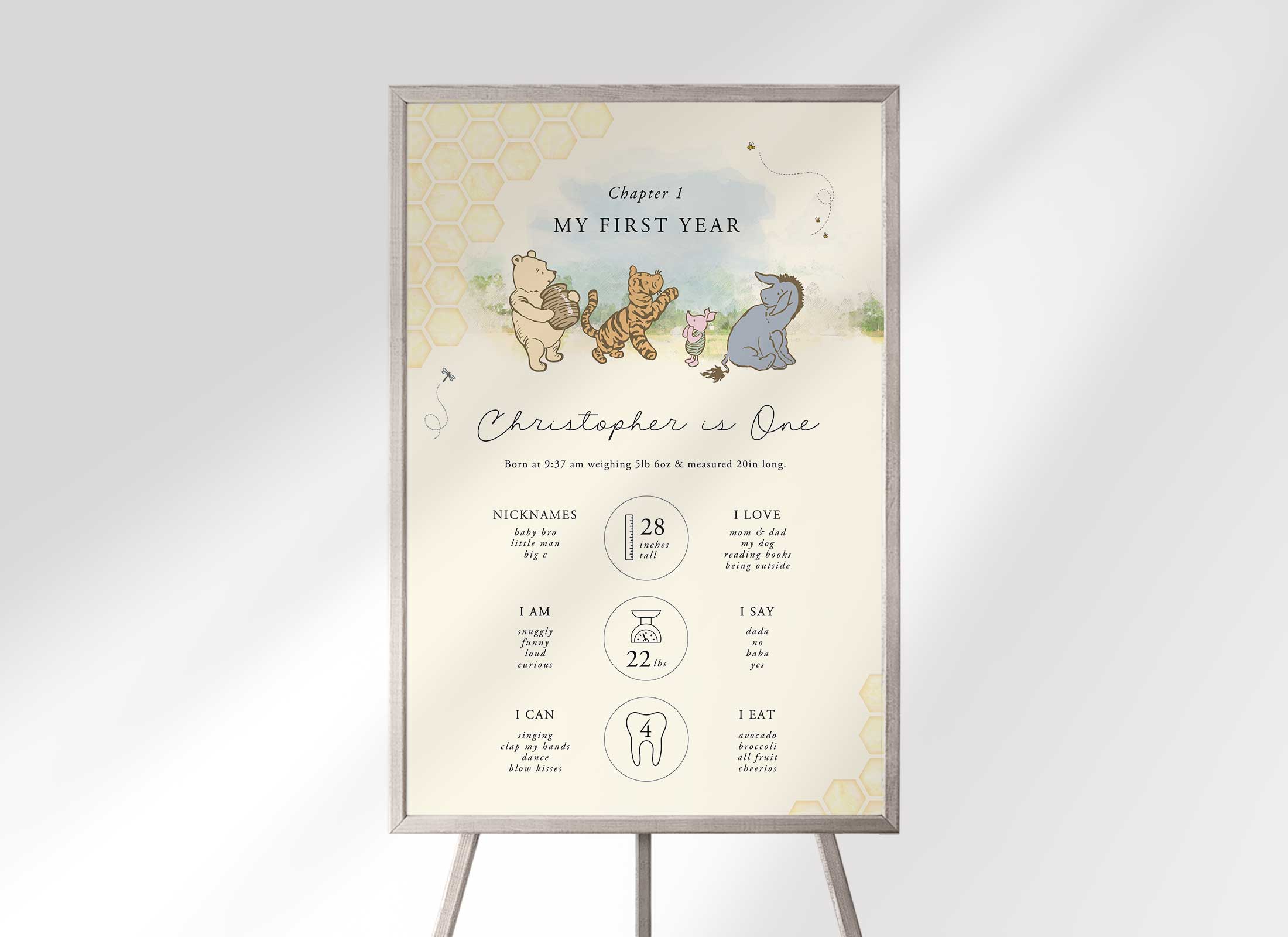 Pooh - Birthday - Milestone Chart design preview