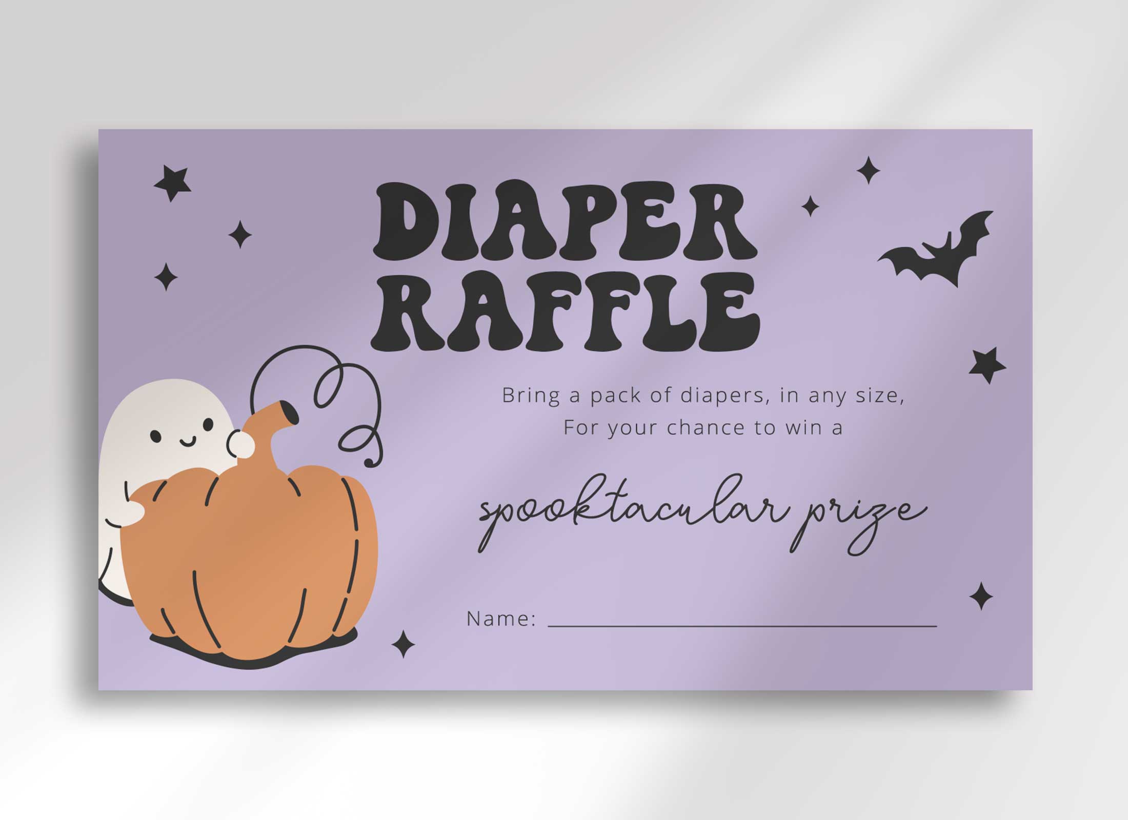 Happy Ghosts - Baby Shower - Purple - Diaper Raffle Ticket design preview